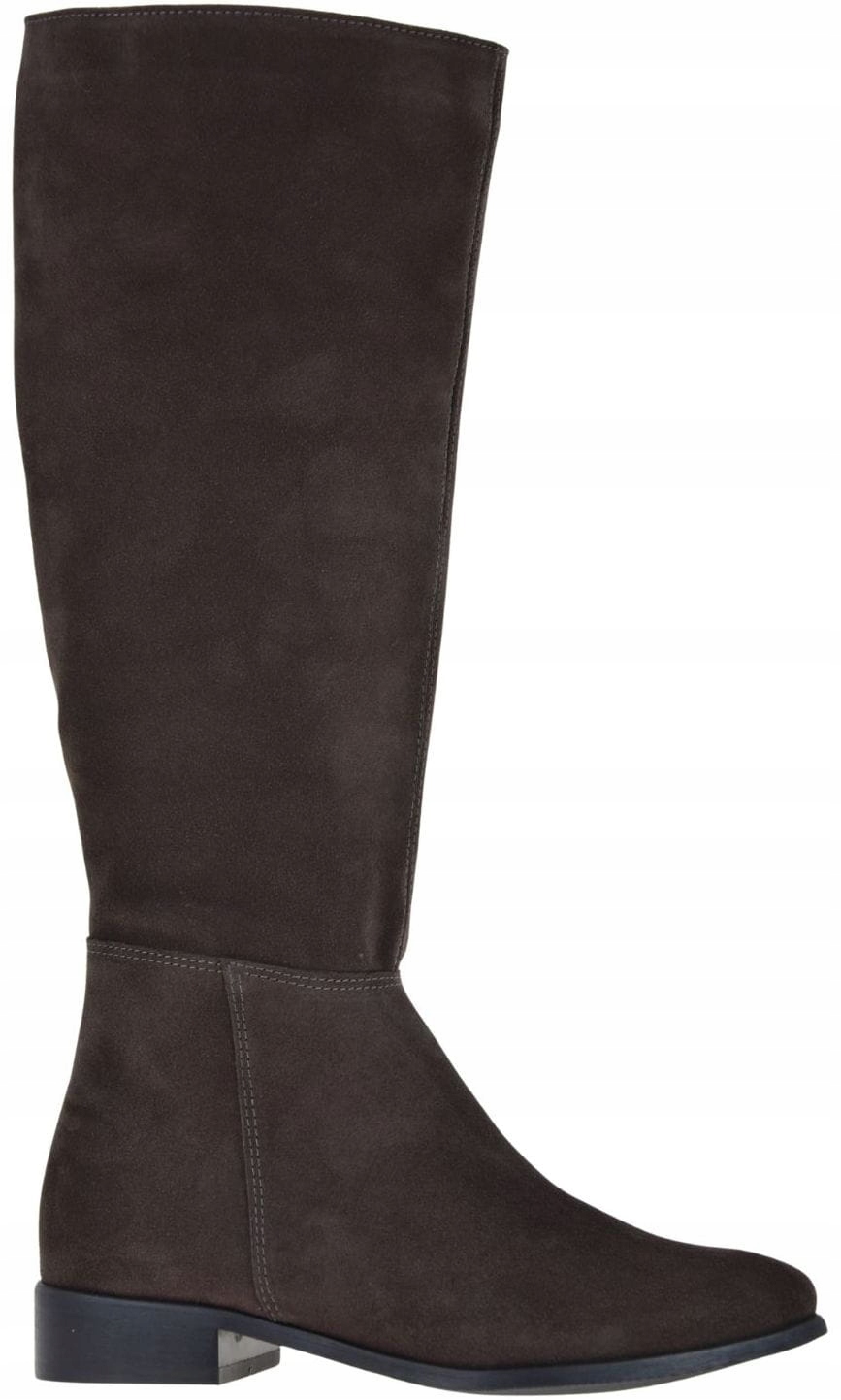 Dámské kozačky ke kolenům, čokoládové, velurové, zateplené zipem Veronna 1311 R41