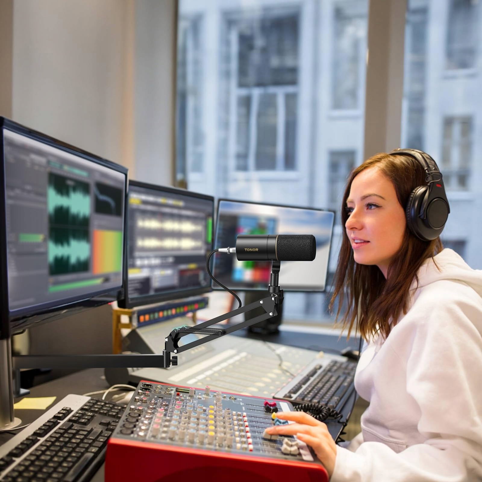 TONOR Niski Profil Mikrofonowy Boom Arm Do Gier Podcastów HyperX Blue Yeti — miniatura 7