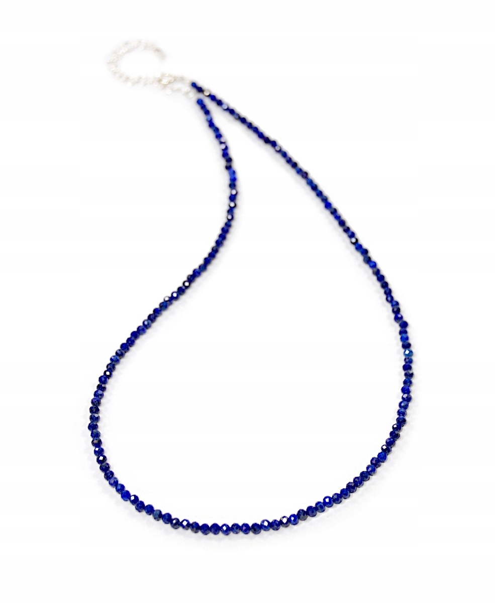Přírodní náhrdelník Lapis Lazuli Lazurit kuličky 3mm fazeta stříbro regulace