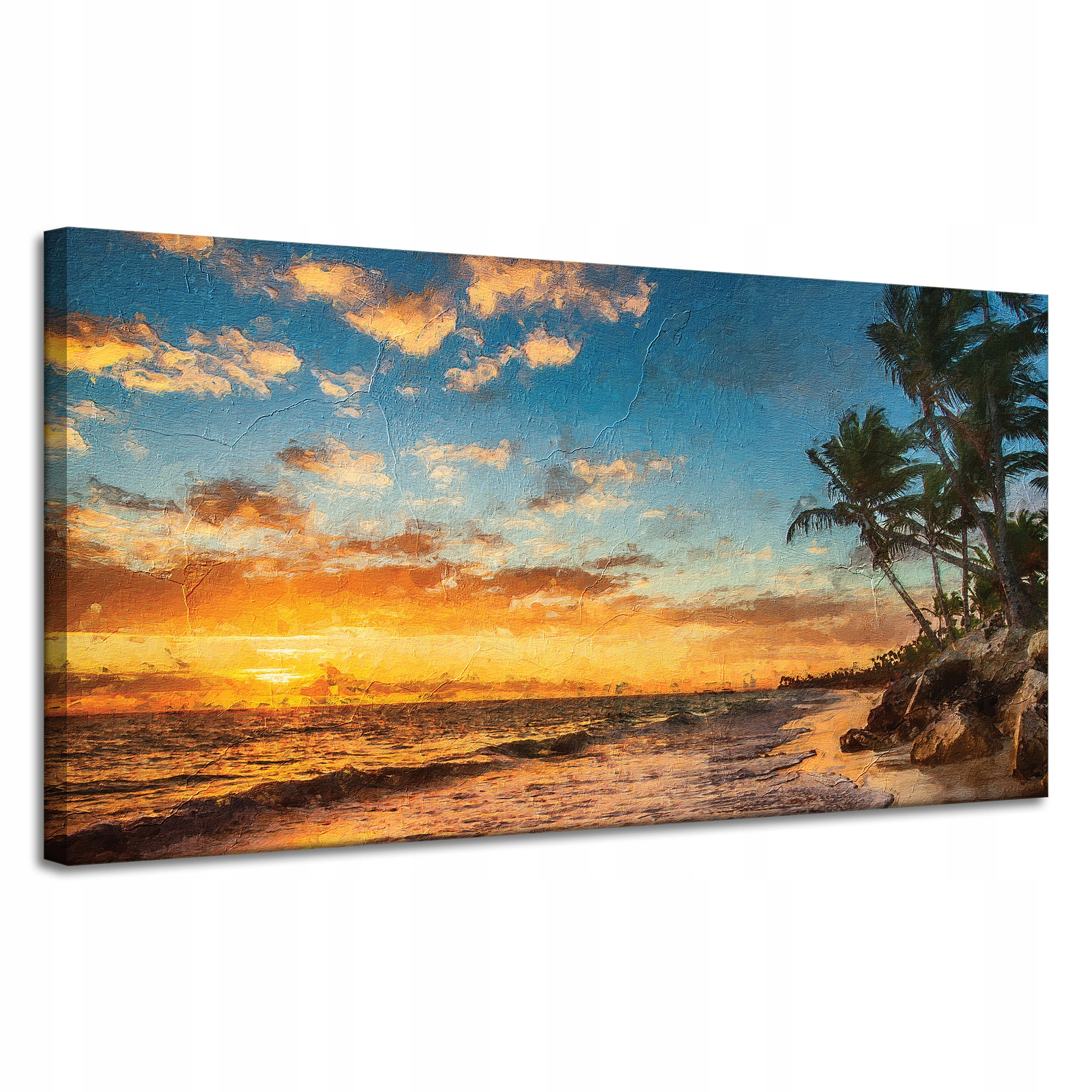 Obraz na plátně Pláž při západu slunce Palmy Nebe 120x60 cm