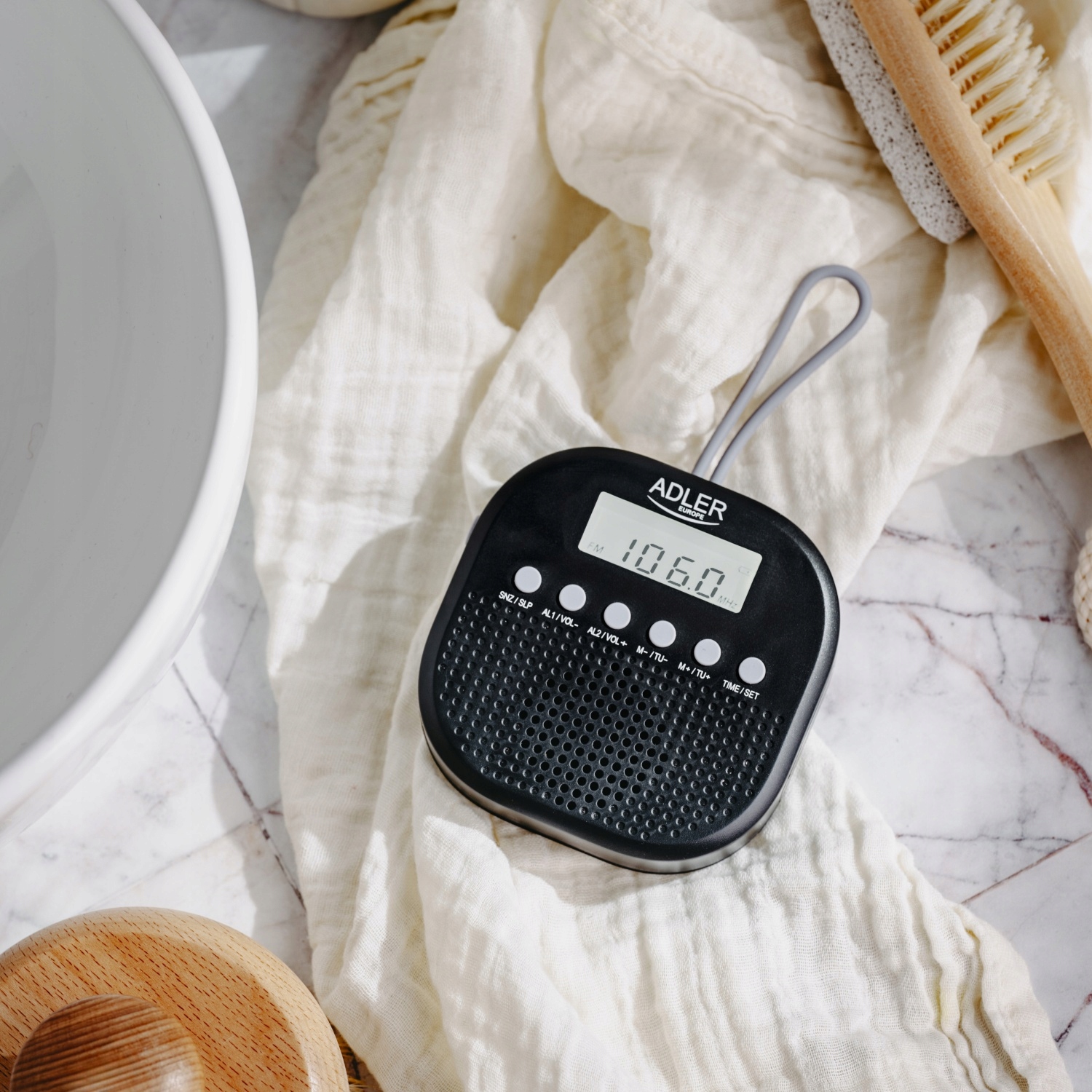 Radio FM Adler AD 1912 Wodoodporne IPX4 Budzik Drzemka