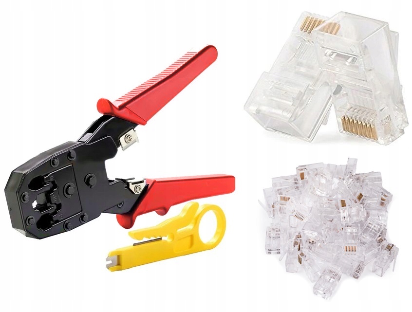 

Zaciskarka Wtyków RJ45 25x Wtyk RJ-45 i Ściągacz