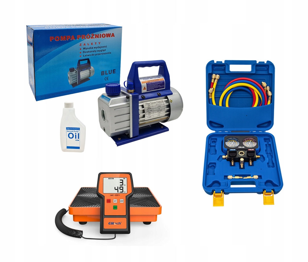 Vákuová pumpa VP115 s olejom Manometre Value s hadicami Hmotnosť