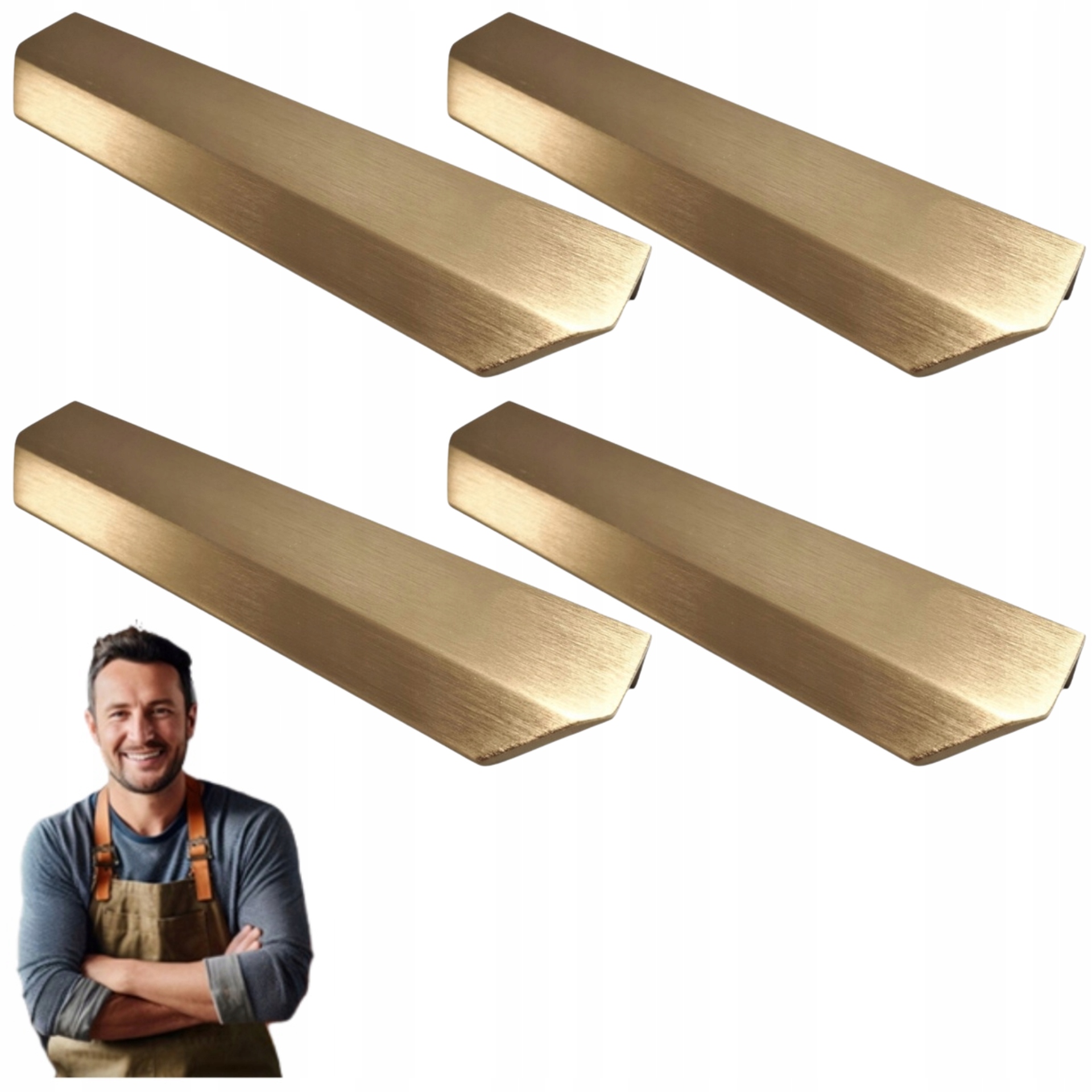 Nábytkový držiak na hrany Asami 200 mm Mosadz kartáčovaný 4ks
