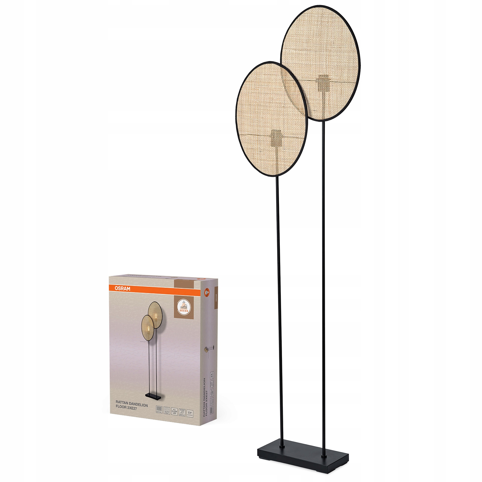 Stojacia stolová lampa E27 Béžová Decor Rattan Osram