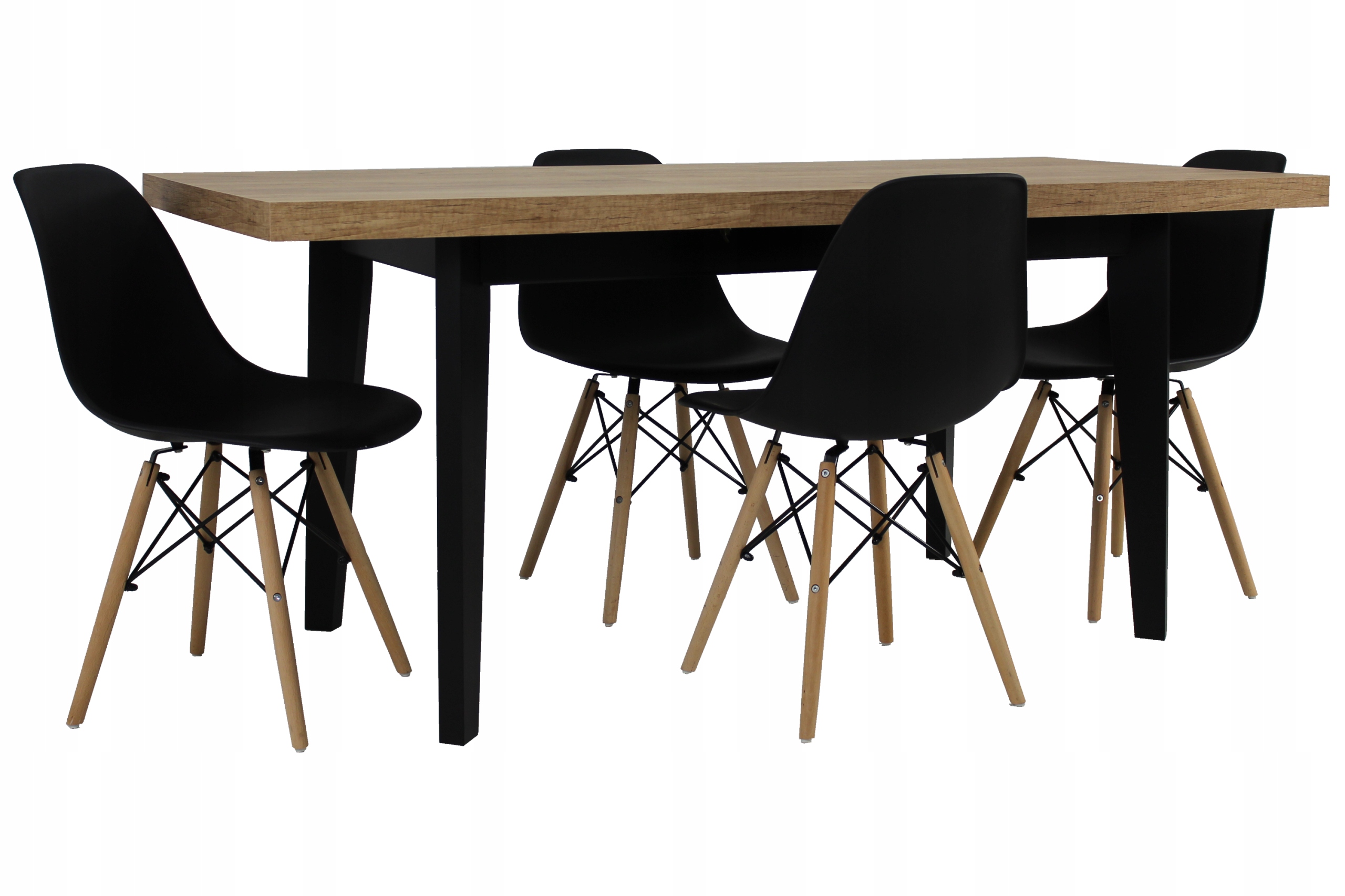 Zestaw LOFT stół, 4 krzesła czarne