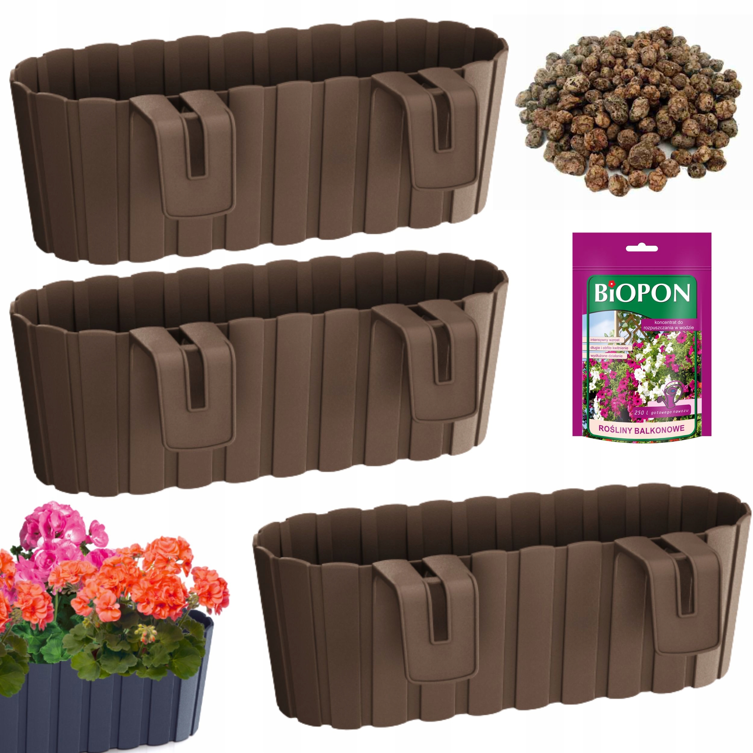 

3x Skrzynka balkonowa DDECZ400 Keramzyt, Nawóz