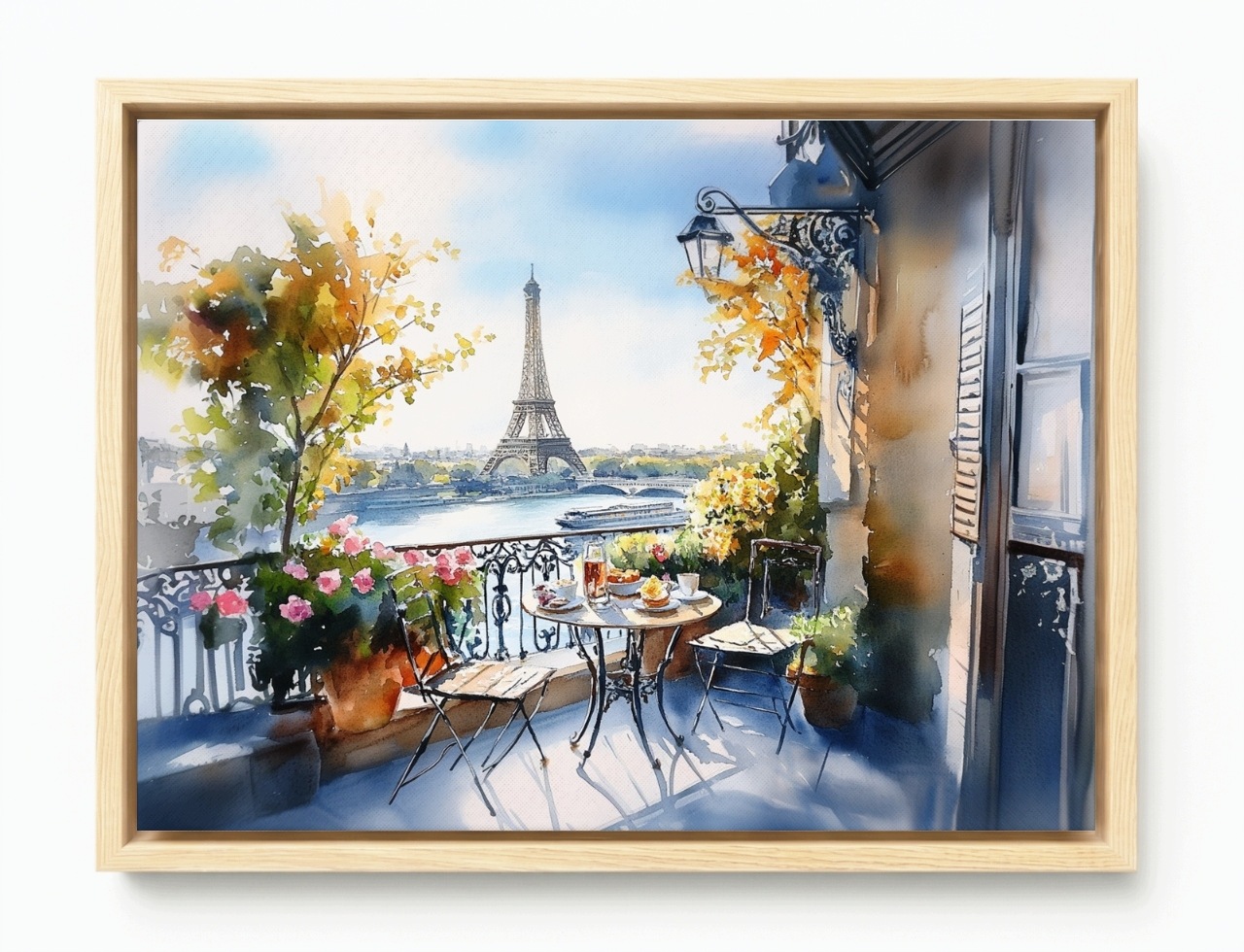 Obraz Rama American Box Mesto Paríž Pohľad Eiffelova Veža Sekwana 80x60