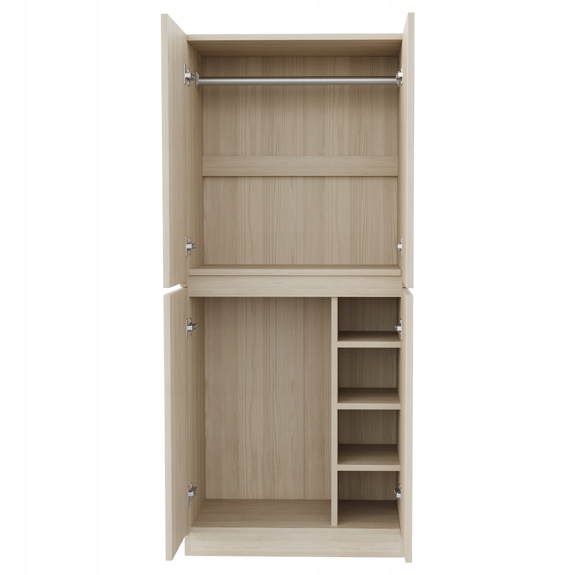 Skříň 70 × 40 × 170 cm Dvojité dveře Příčky Přírodní barva dřeva