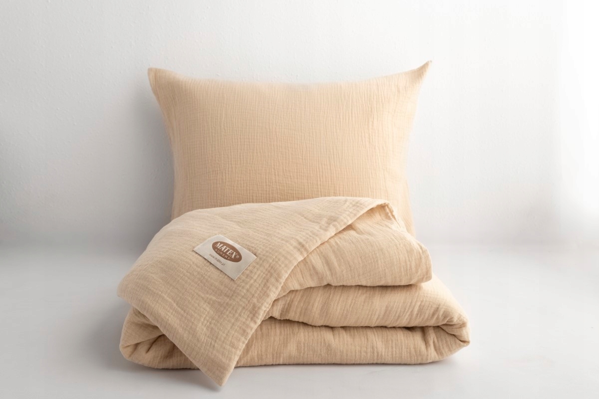 Posteľná Bielizeň Mušelínová 220x200 2 obliečky béžová bavlnená súprava Matex