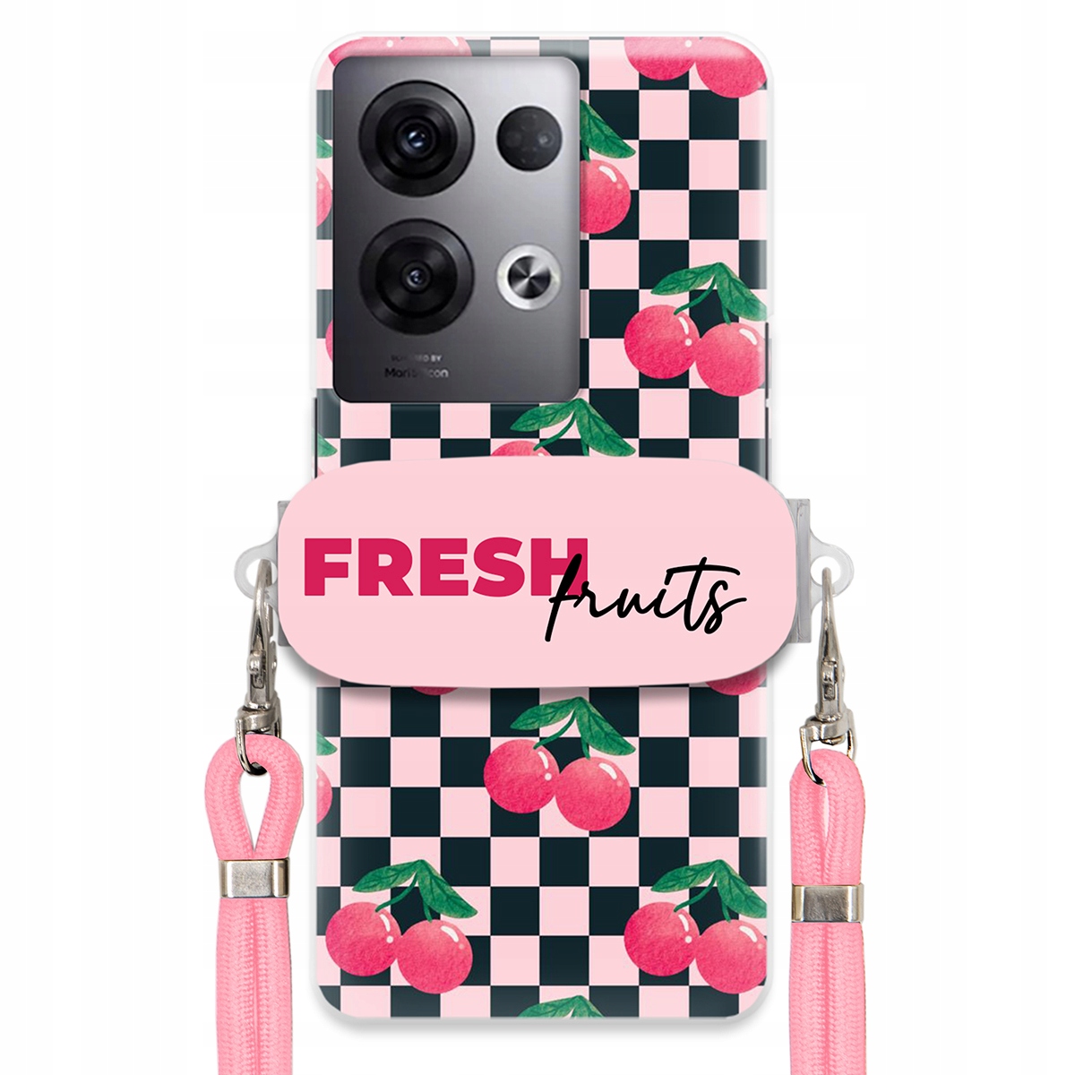 Puzdro pre Oppo Reno 8 Pro Plus 5G Ružové vodítko praktický držiak Fresh Fruits