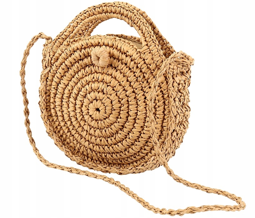 Torebka słomiana boho koszyk na ramie kuferek eko Kolor brązowy