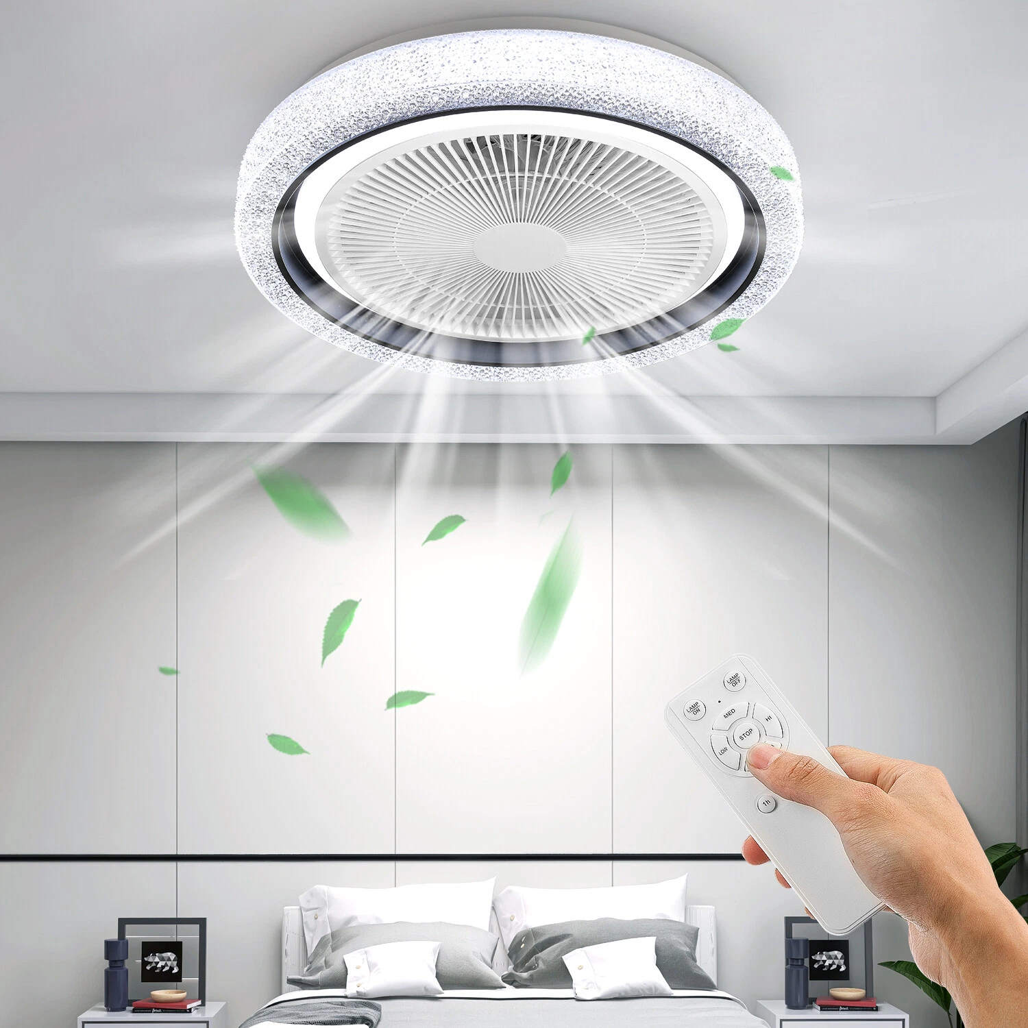 3v1 Stropní Svítidlo Led S Ventilátorem Ovládaný Dálkovým Ovladačem Rgb Změna Barev Černá 64 W