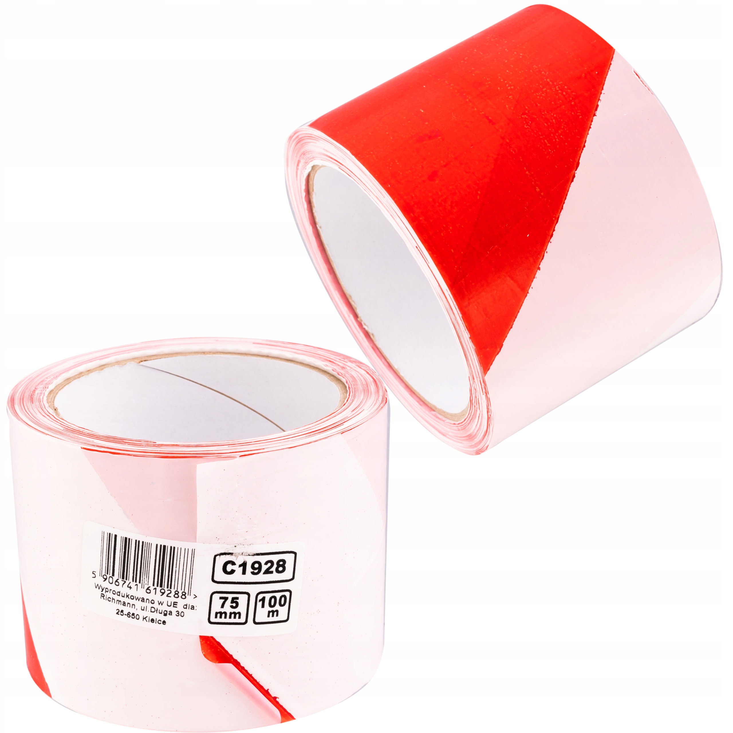 C1928 TAŚMA OSTRZEGAWCZA 100M/75MM BIAŁO-CZERWONA