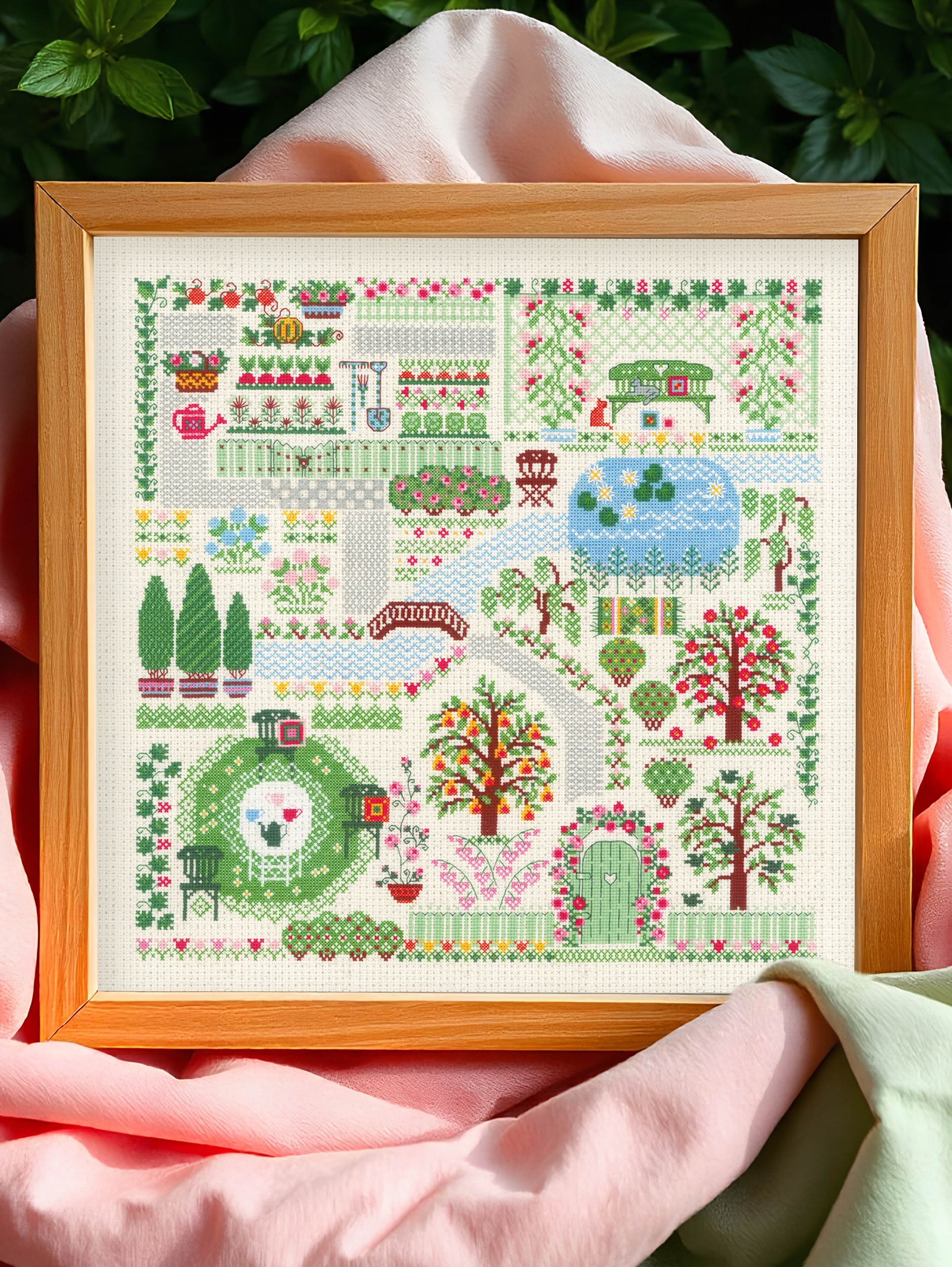 Riolis 2047 Můj zahradní set pro křížkovou výšivku 35 x 35 cm