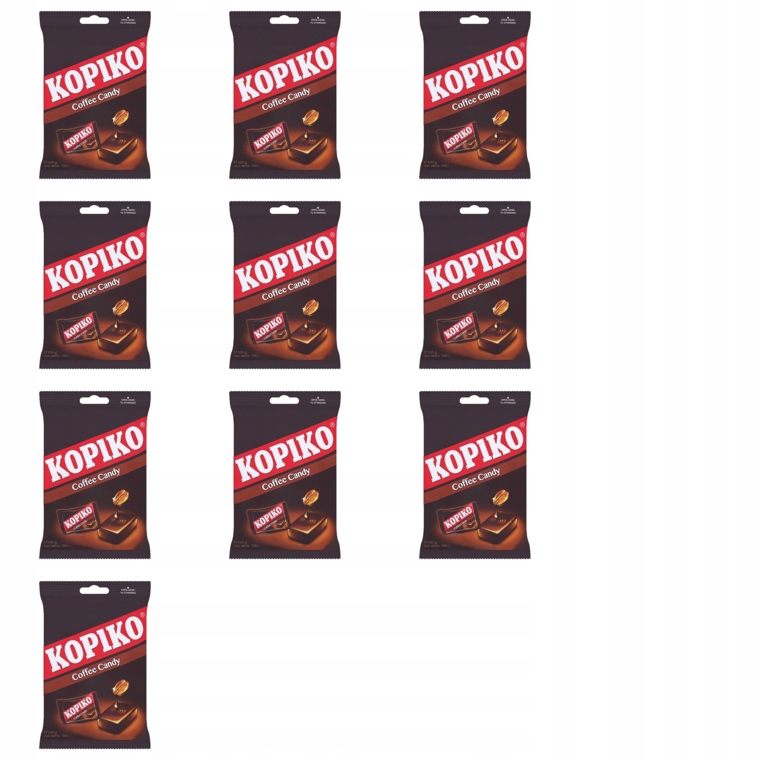 Levně 10 x 100 g Kopiko kávové bonbóny na kávu