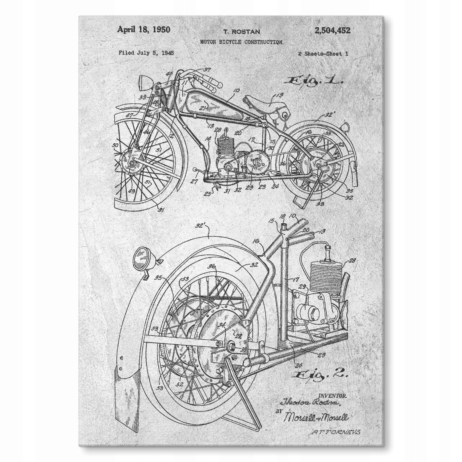 Kovový plakát Starý motocykl M