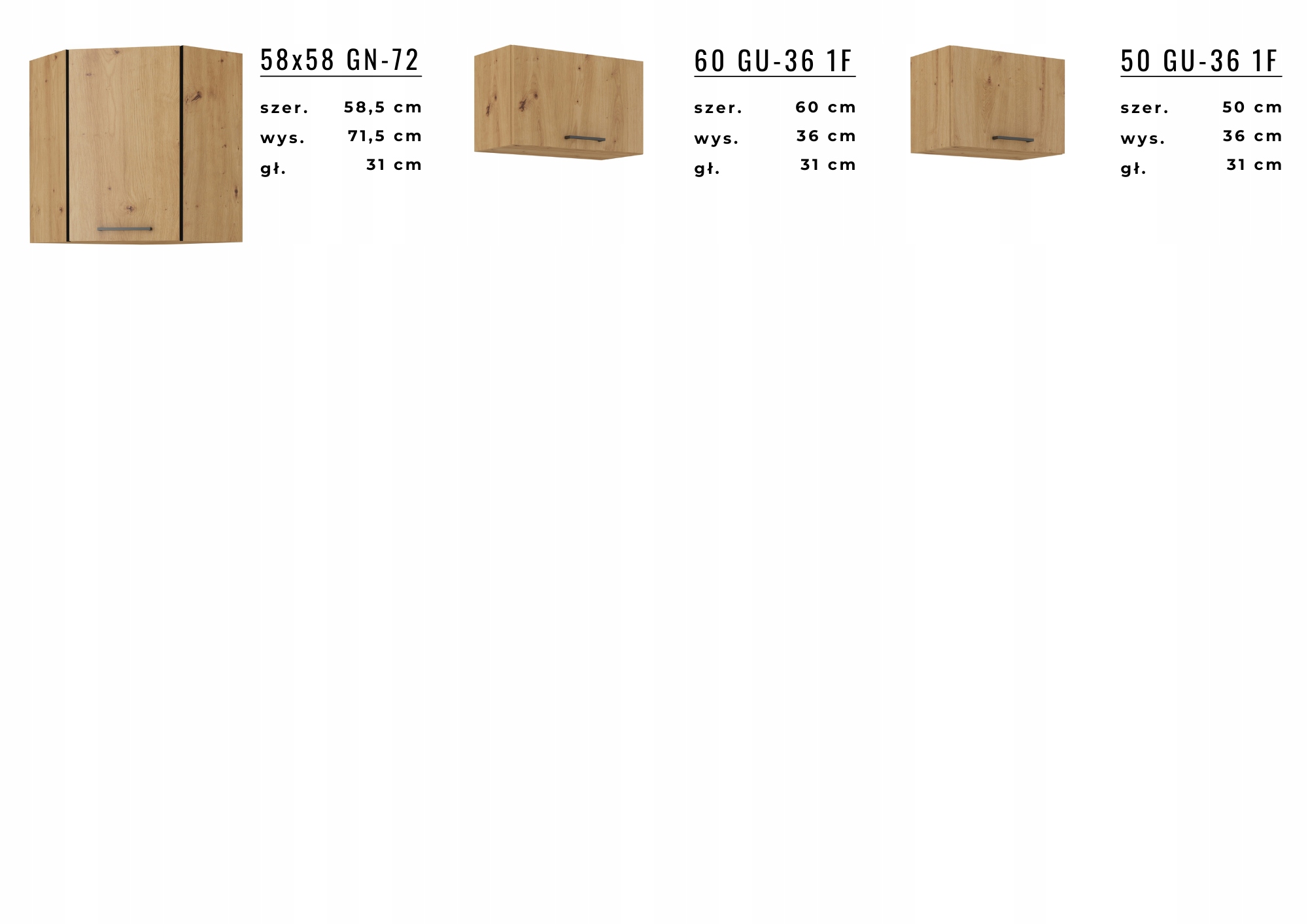 Szafka kuchenna OSLO 30 G-72 1F *cichy domyk* Kolor frontów dąb artisan