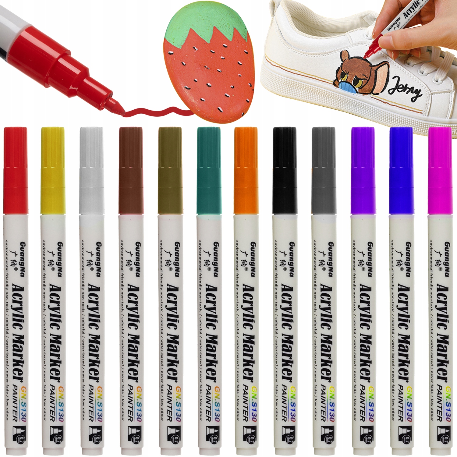 Pisatky Akrylové značkovače FLAMASTRY mazačky sada 12 ks 0.7mm farby
