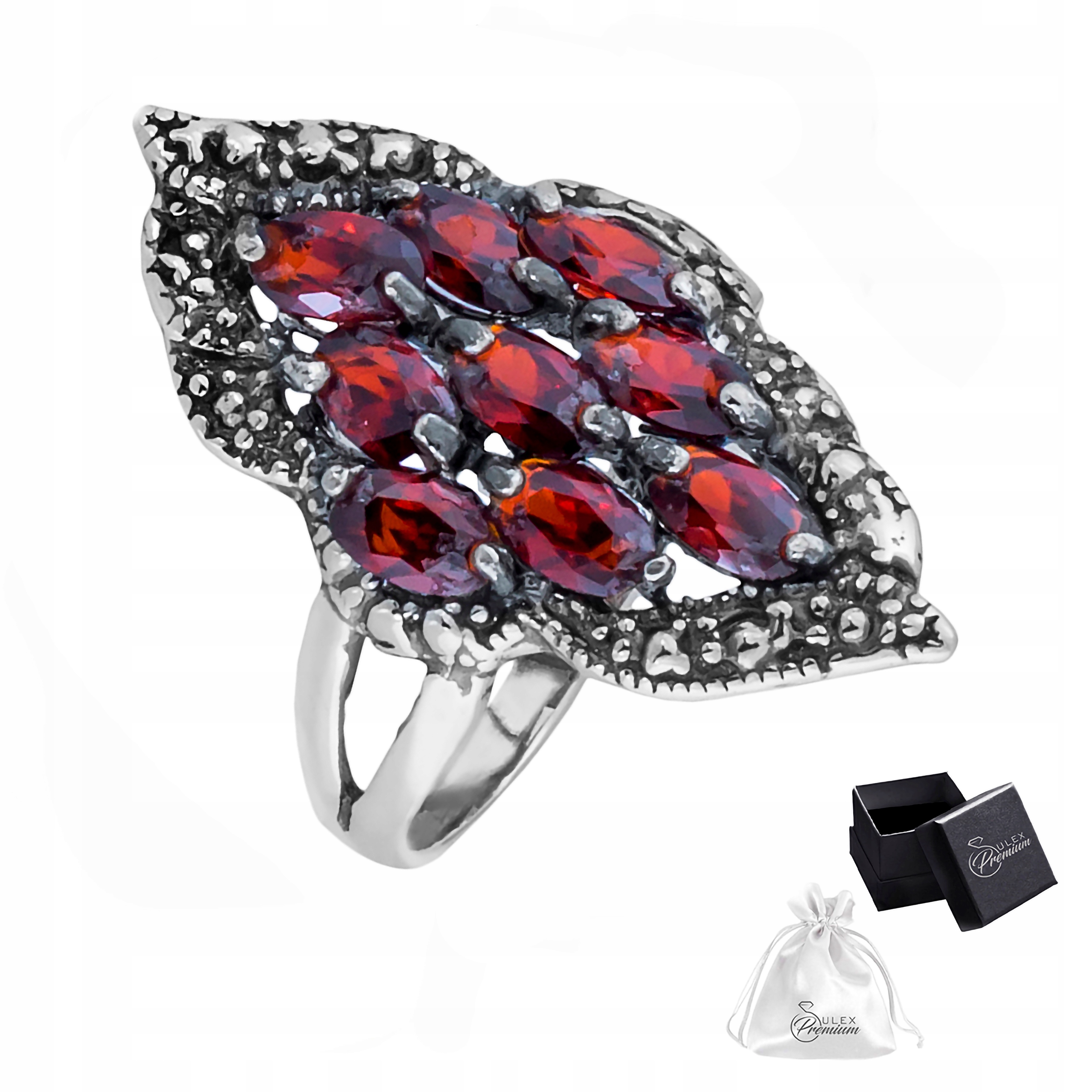 Prstýnek ryzost 925 Exkluzivní prsten s zirkonií Granát vel. 17