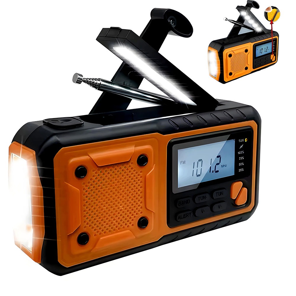 Solární Mini Rádio Přenosné Nouzové Stavební Na Korbičku Baterie Powerbanky
