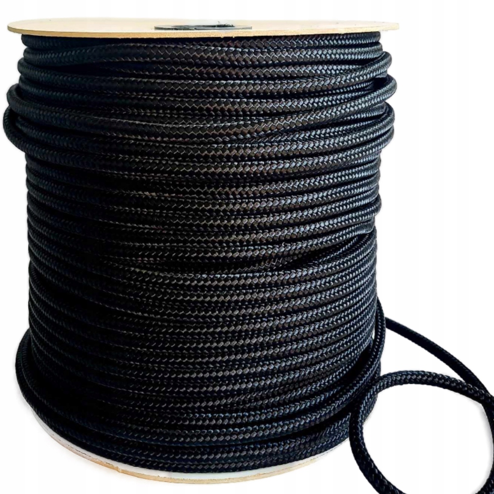 Lina Żeglarska 10mm Czarna Pleciona linka Polipropylenowa sznur Mocna 100m