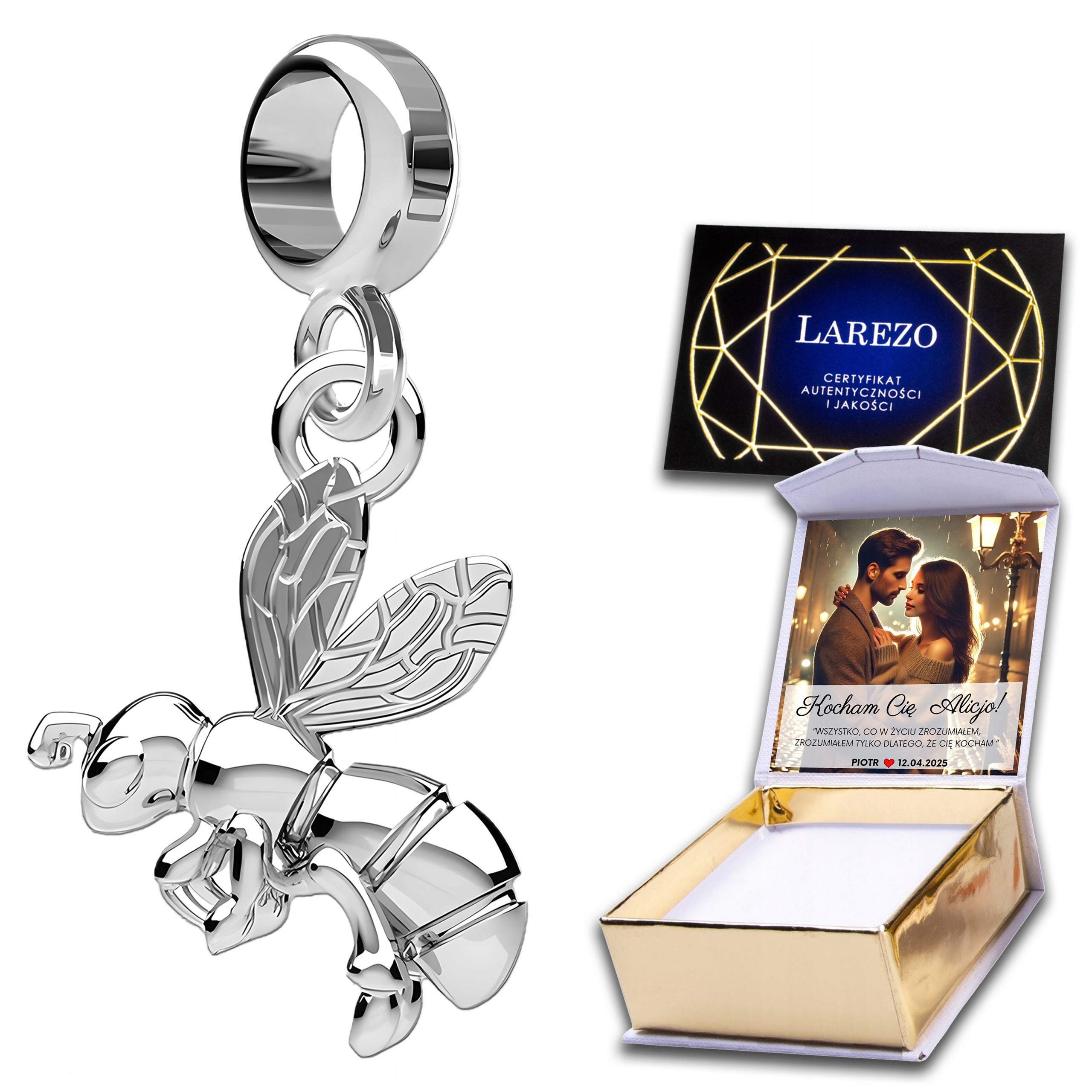 Stříbrný závěsný přívěsek Včela Osa Pracovitá Příroda Potisk