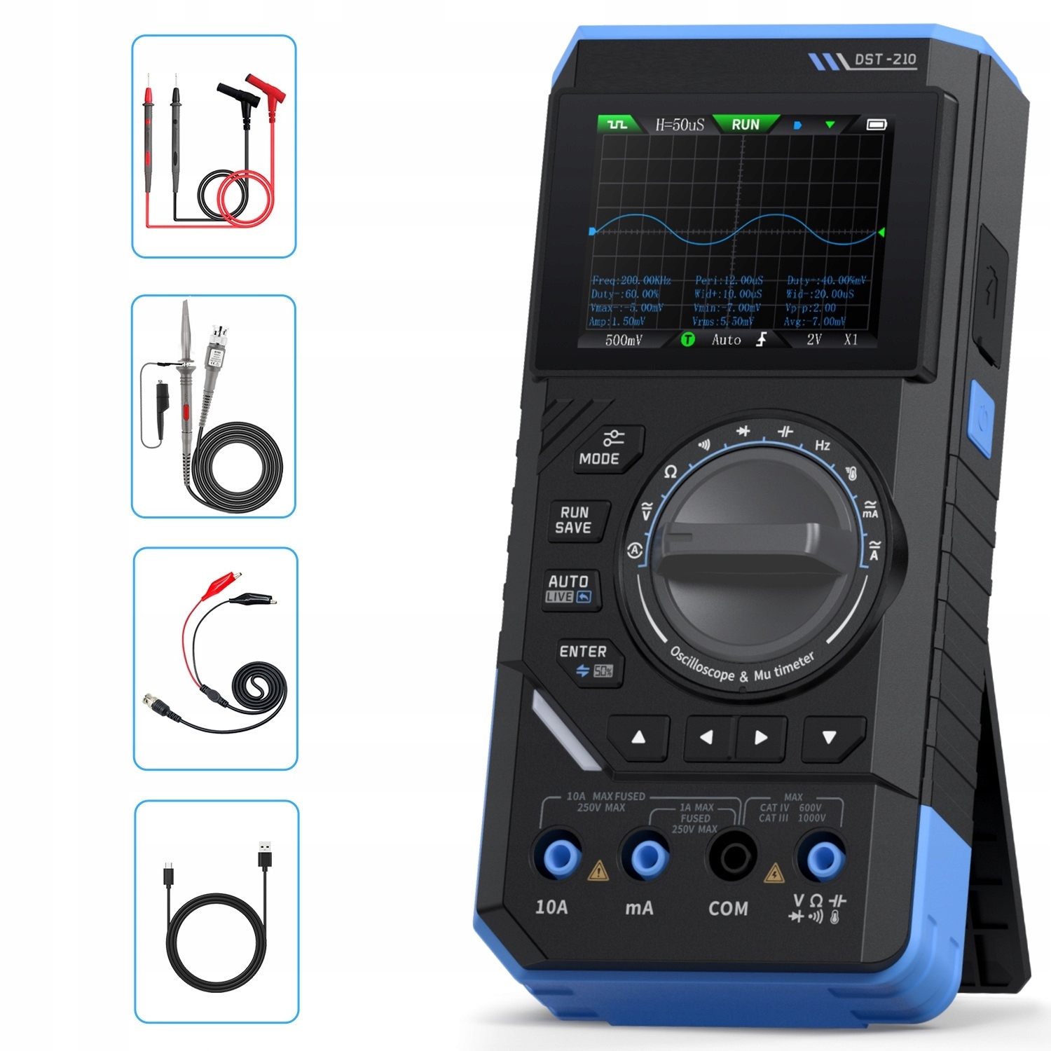 Fnirsi DST-210 3v1 digitální multimetr osciloskop generátor signálu 10 MHz