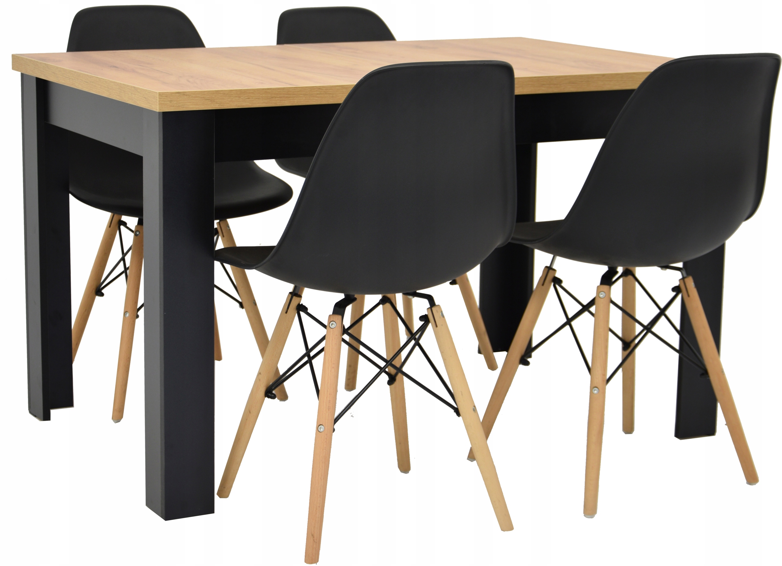 Zestaw 4 SKANDYNAWSKIE krzesła i Stół 80x140/180