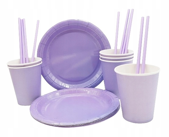 НАБОР ФИОЛЕТОВЫЙ БЛЮДЦА ЧАШКИ СОЛОМИНКИ