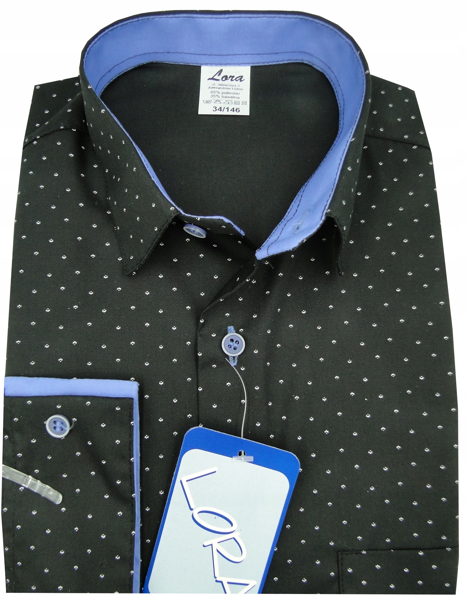 Koszula chłopięca wizytowa czarna długi rękaw 146