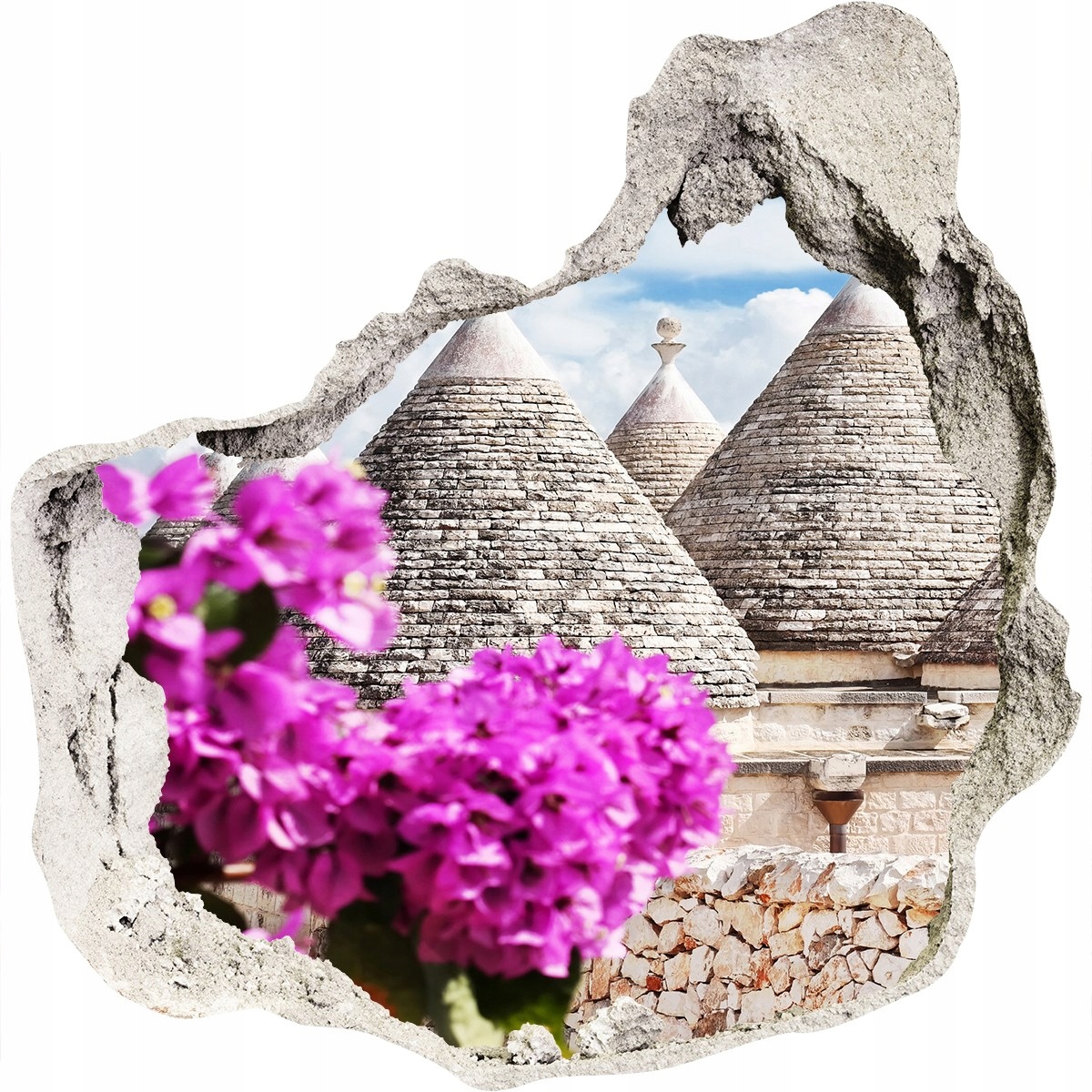 

Fototapeta dziura na ścianę 3d Domy trulli 125x125