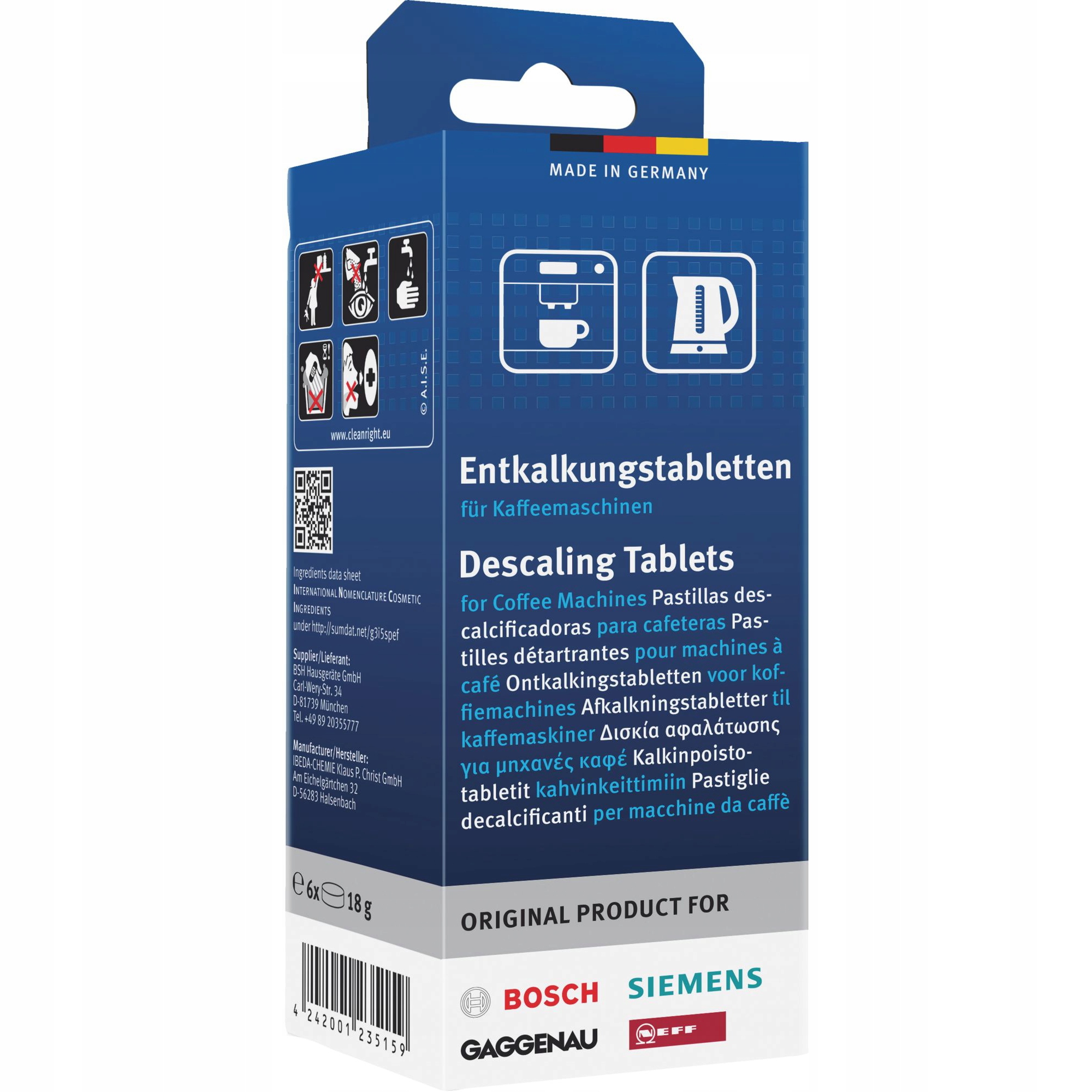 

Tabletki odkamieniające Bosch Siemens 6 szt.