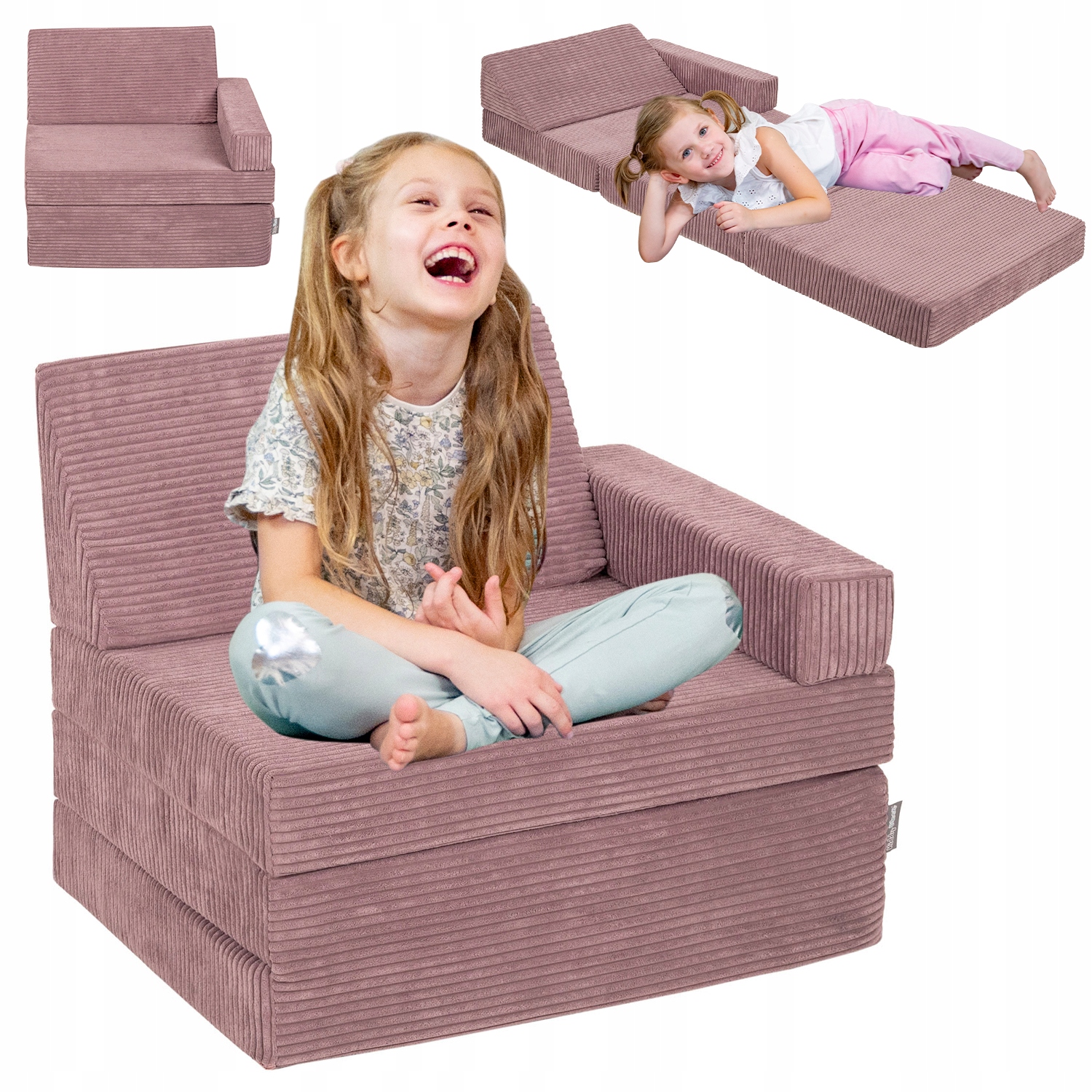 KiddyMoon Fotel Materac składany piankowe 70x55x30/60 KFM-700 fioletowy