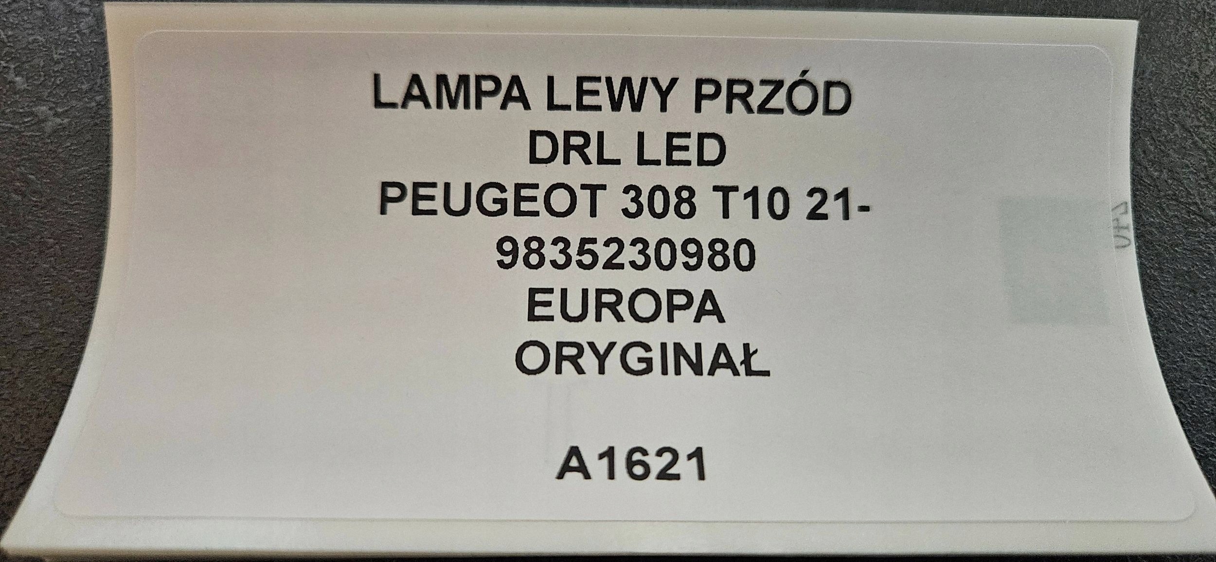 light left front DRL LED PEUGEOT 308 T10 21- original 9835230980