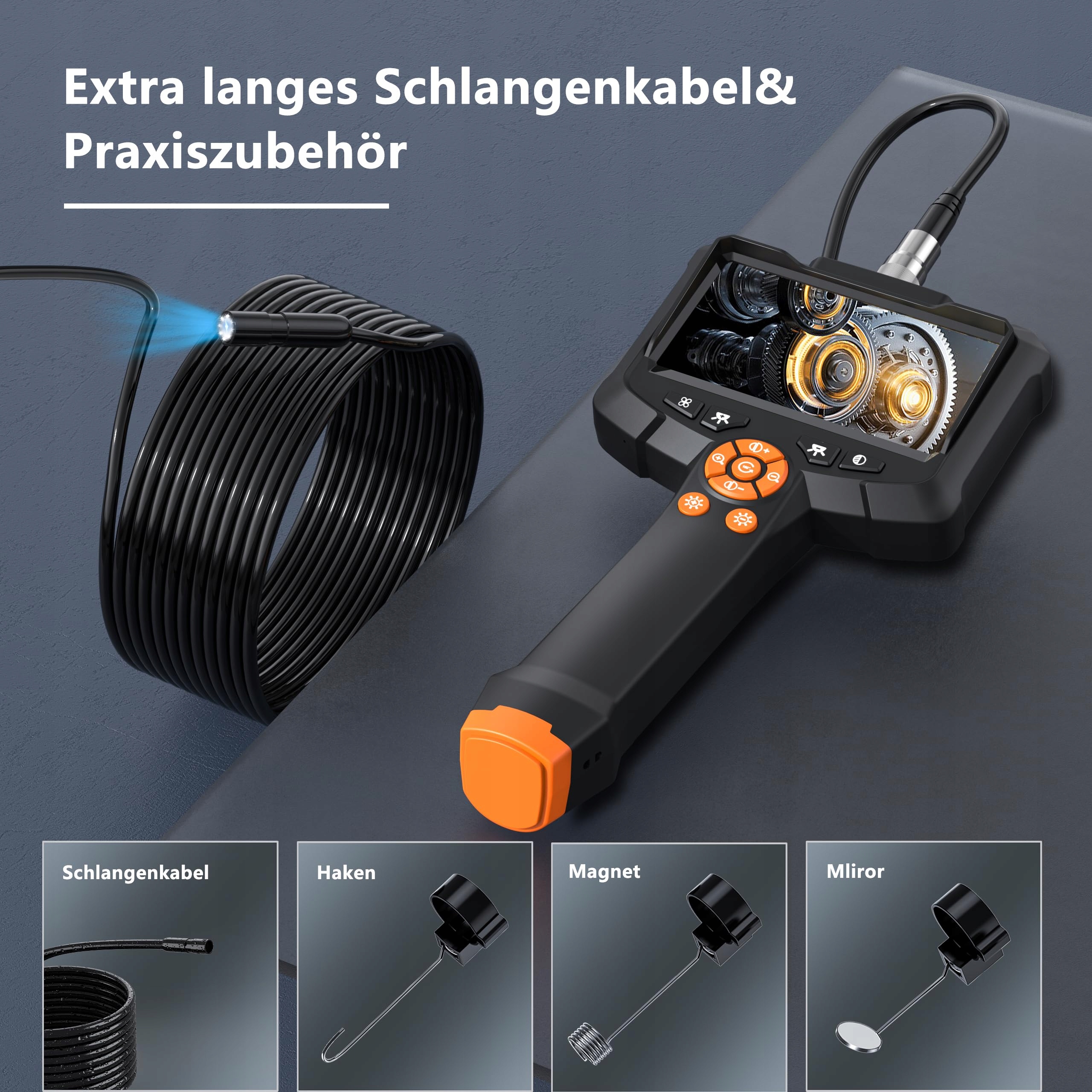 DAXIONGMAO Kamera Endoskopowa 4.3 Cala IP67 Wodoodporna 1080P HD 5m — miniatura 5