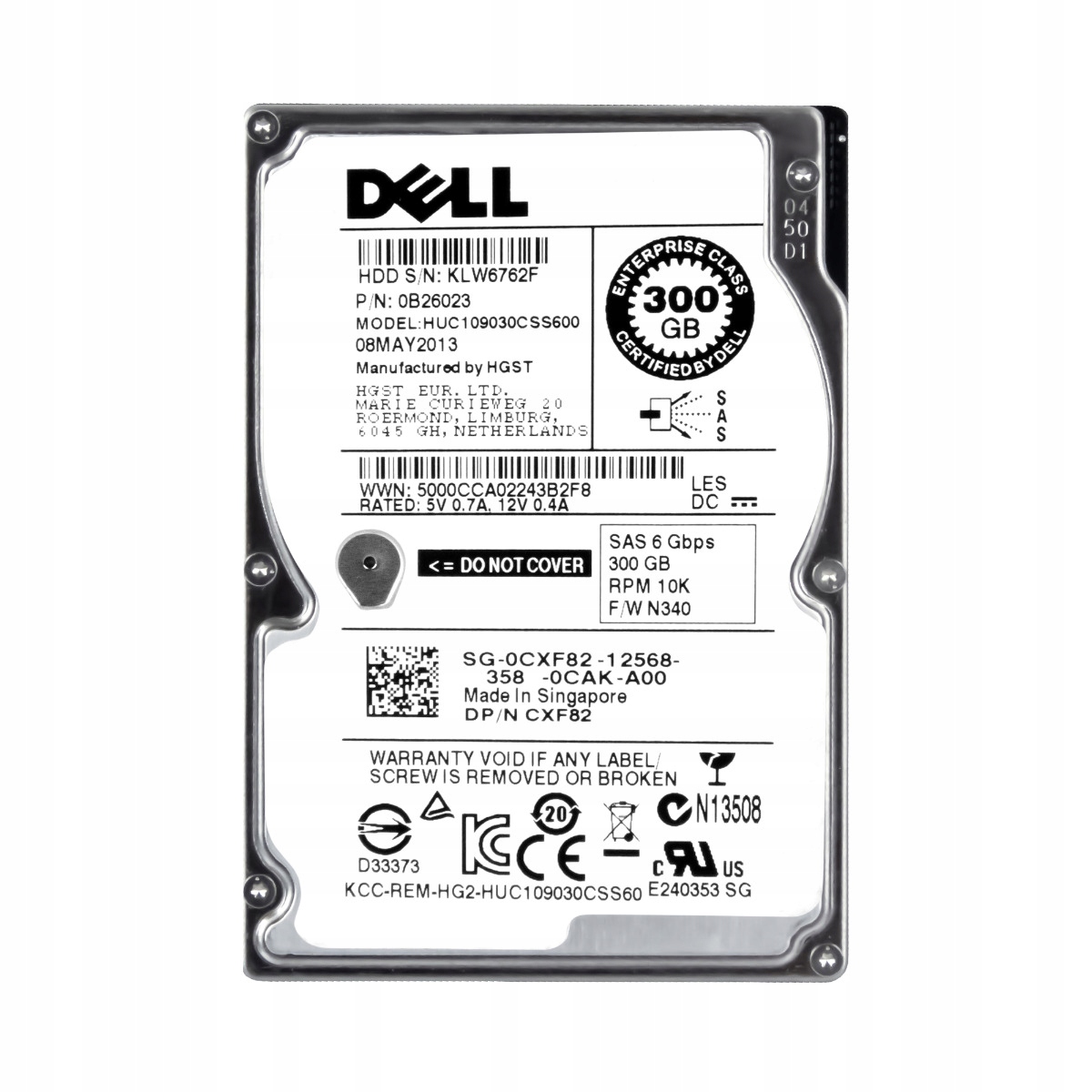 Dell 0CXF82 300GB 10K SAS-2 2.5'' HUC109030CSS600