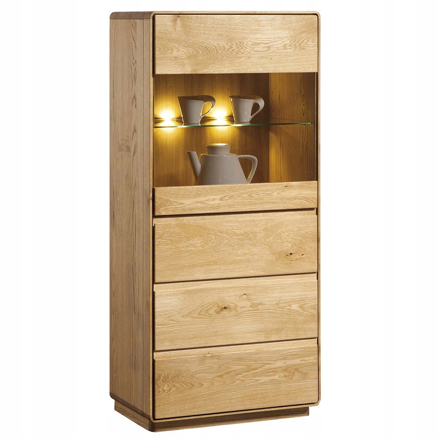 Drewniana Witryna z Barkiem do Salonu Dąb Natura