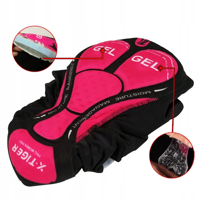 SPODNIE ROWEROWE DAMSKIE DŁUGIE X-TIGER Z WKŁADKĄ Długość nogawki długa