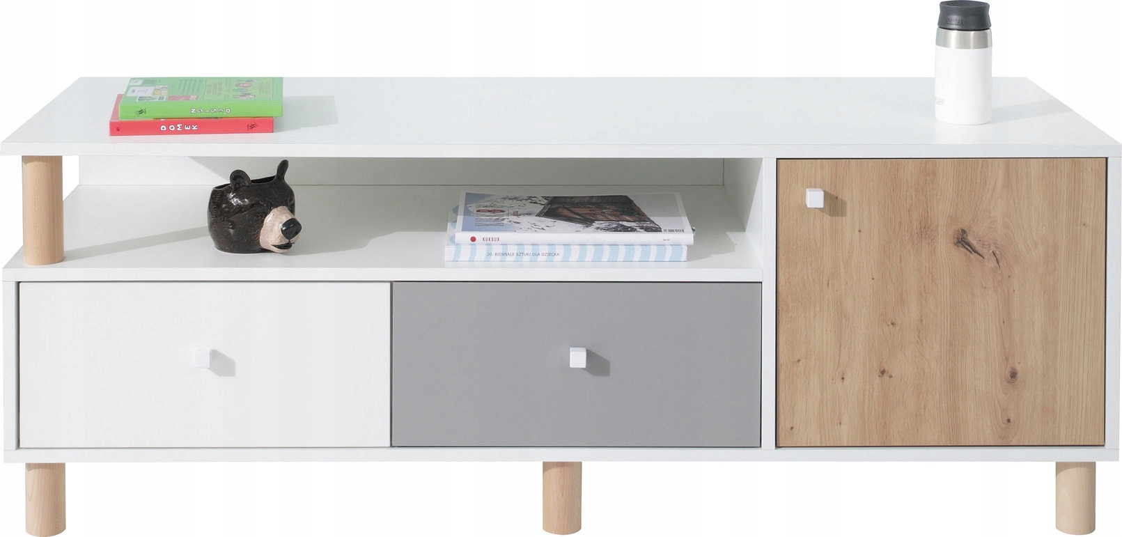 Stojící Rtv skříňka Sannio 140 cm do obývacího pokoje pod televizorem, bílá