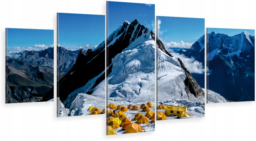 

Tryptyk 5-CZĘŚCI Na Ścianę góry himalaje Manaslu