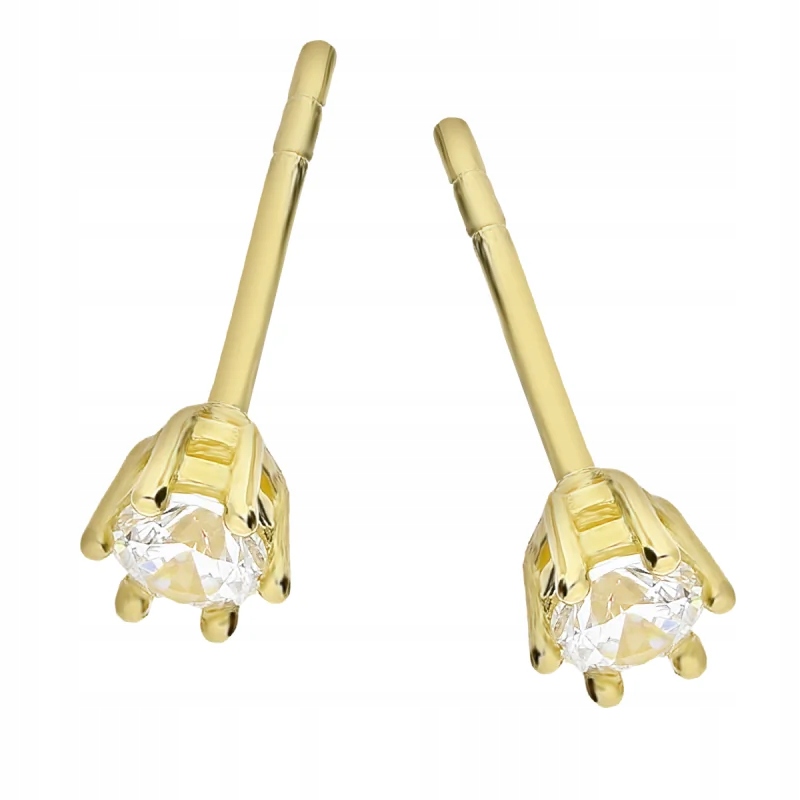 Dámské náušnice ze zlata 585, jemné bílé zirkony 3 mm, dárek 0,81