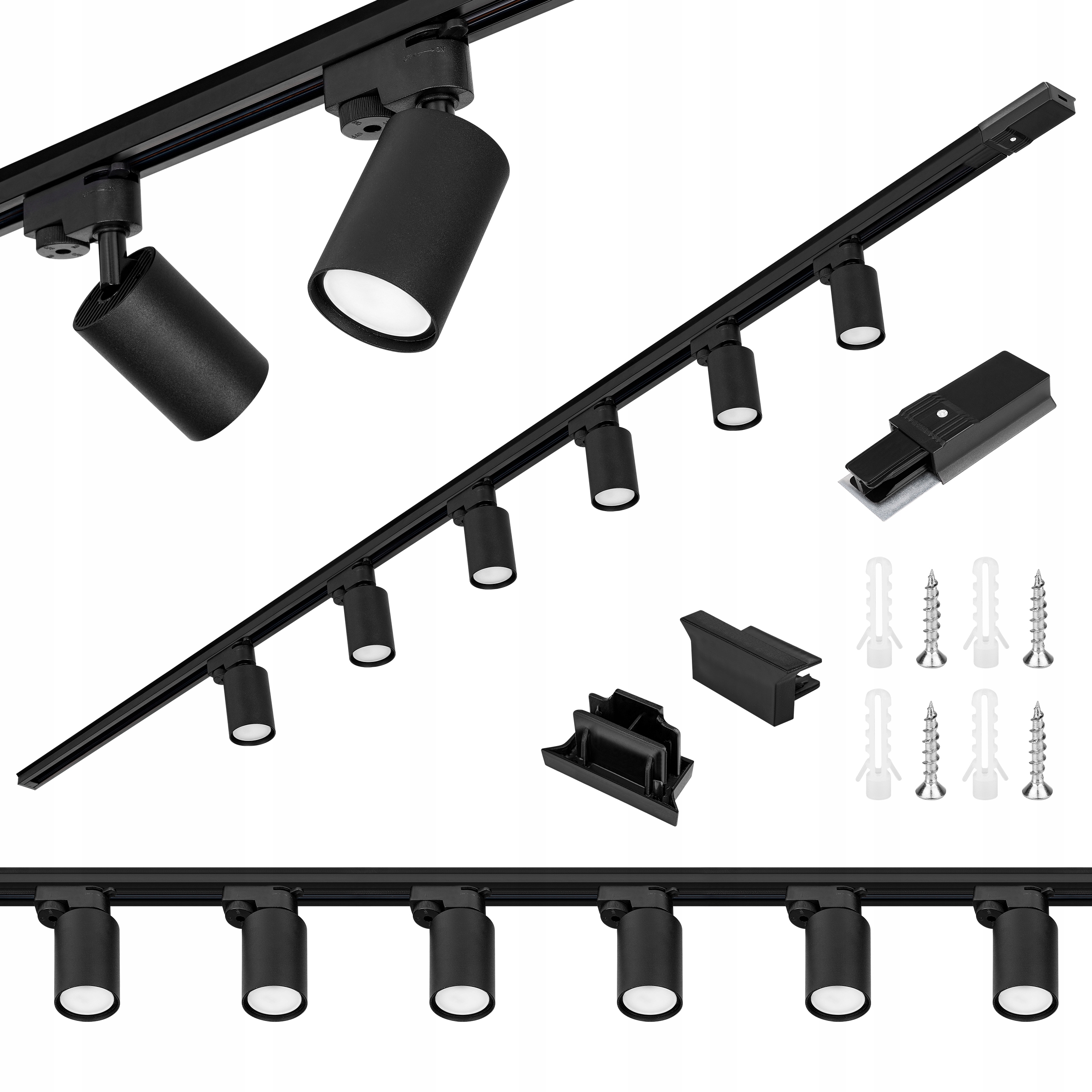 Sada kolejnicová lišta 2 m 6 x lampa GU10 Led kolejnicové osvětlení