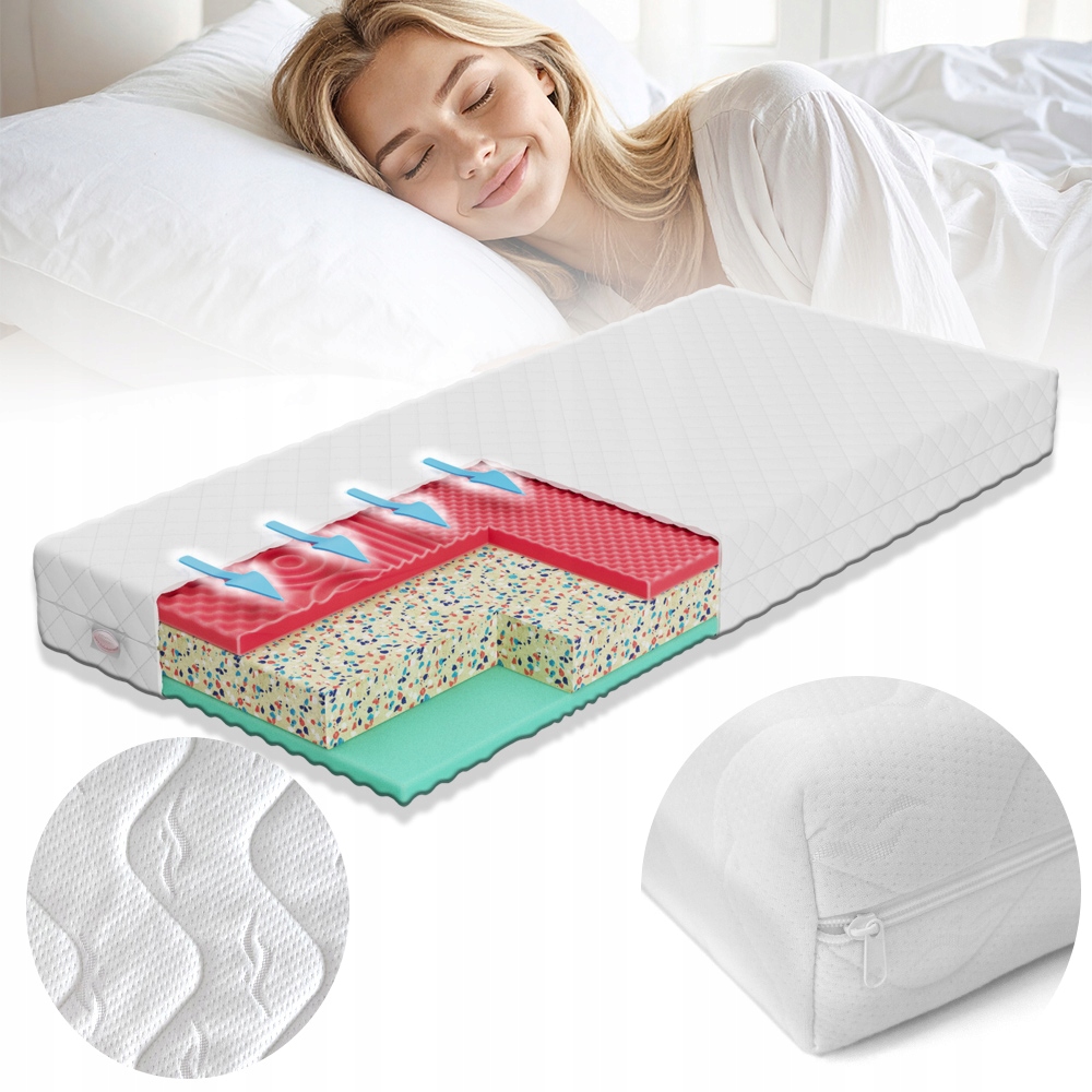 Materac Piankowy 90x200 średnio twardy Eco Masujący 9 stref, 19 cm