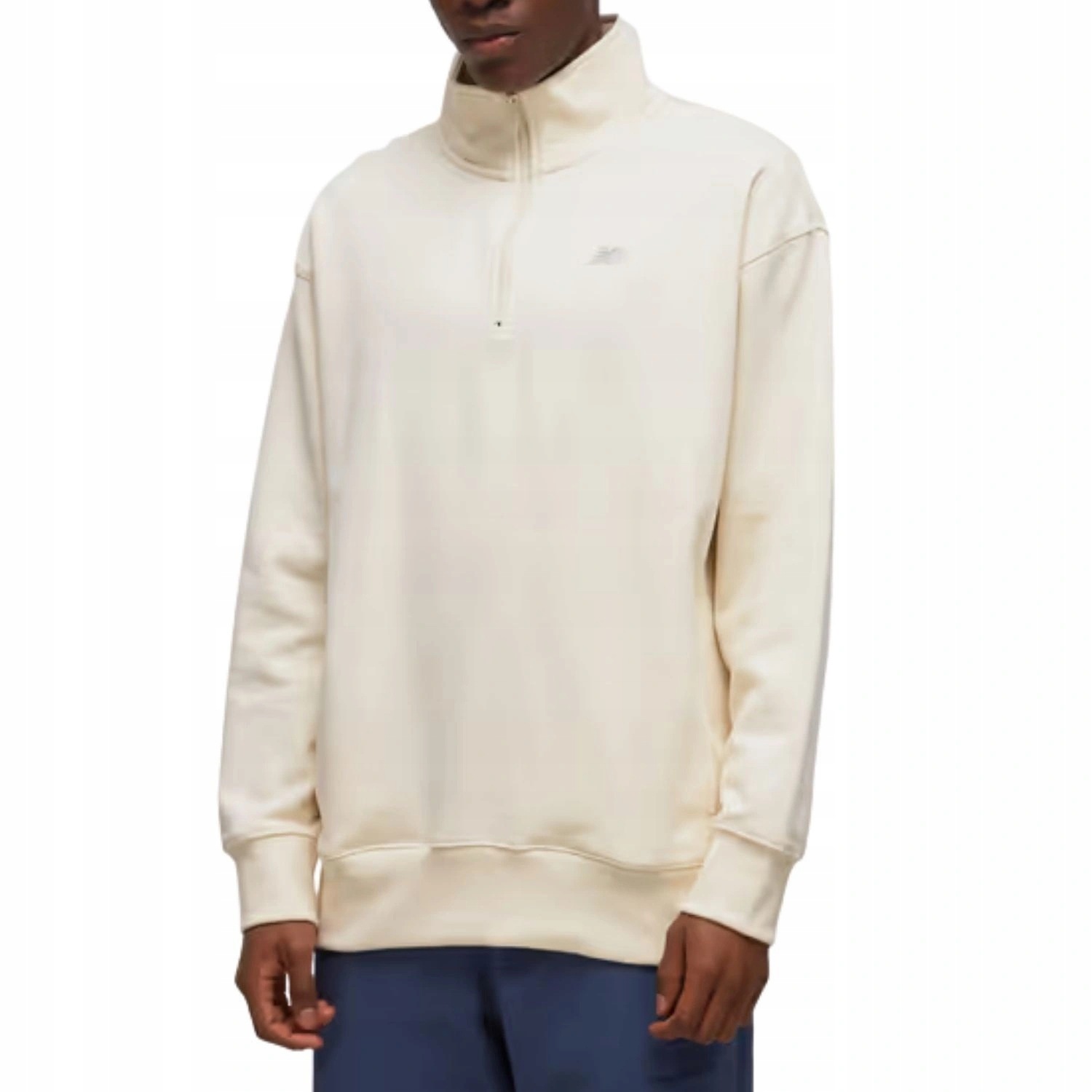 Pánská mikina New Balance bavlněná se zipem 1/4 krémová tepláková vel. 2XL