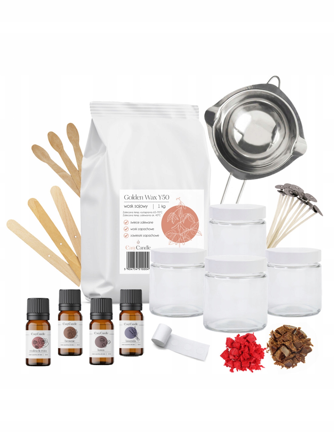 Zestaw DIY do wyrobu świeczek sojowych EasyCandle (Zestaw nr.1) • Cena