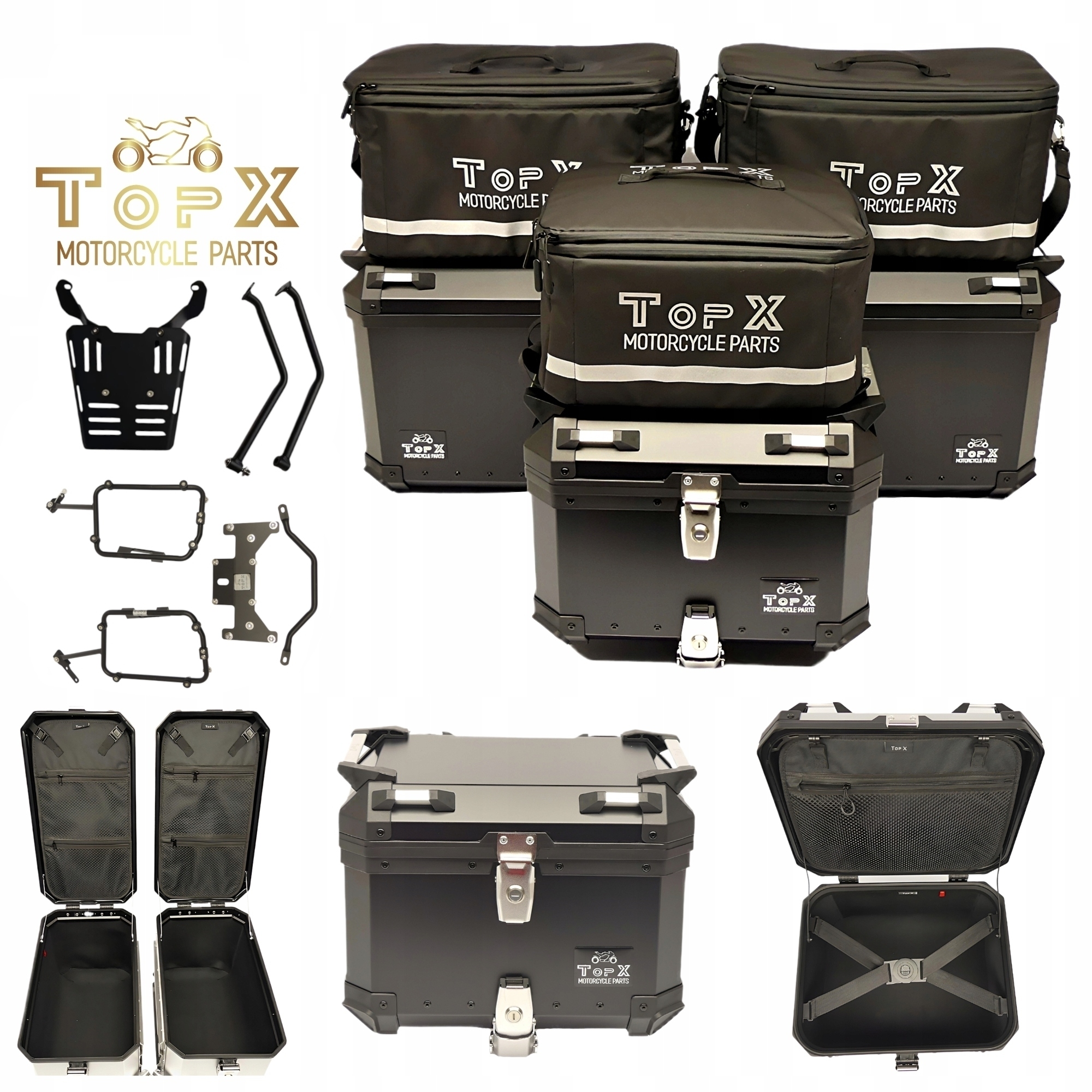 Ducati Multistrada 1260 950S V2 16+ Sada kufrů Boční rámy Tašky Black