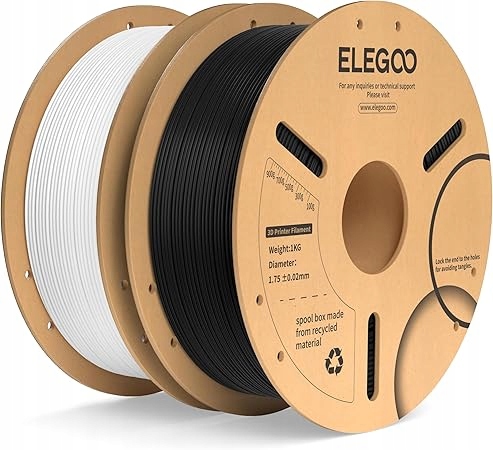 Elegoo Pla+ filament 1,75 mm, czarny, 1 kg biały 1 kg