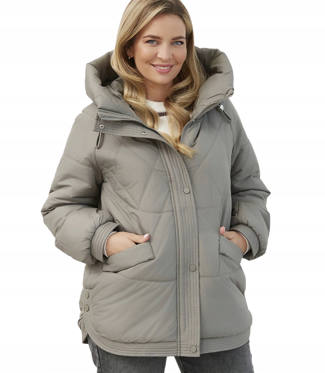 Dámská Zimní bunda Kornelia, prošívaná, oversize, s kapucí velikost 46