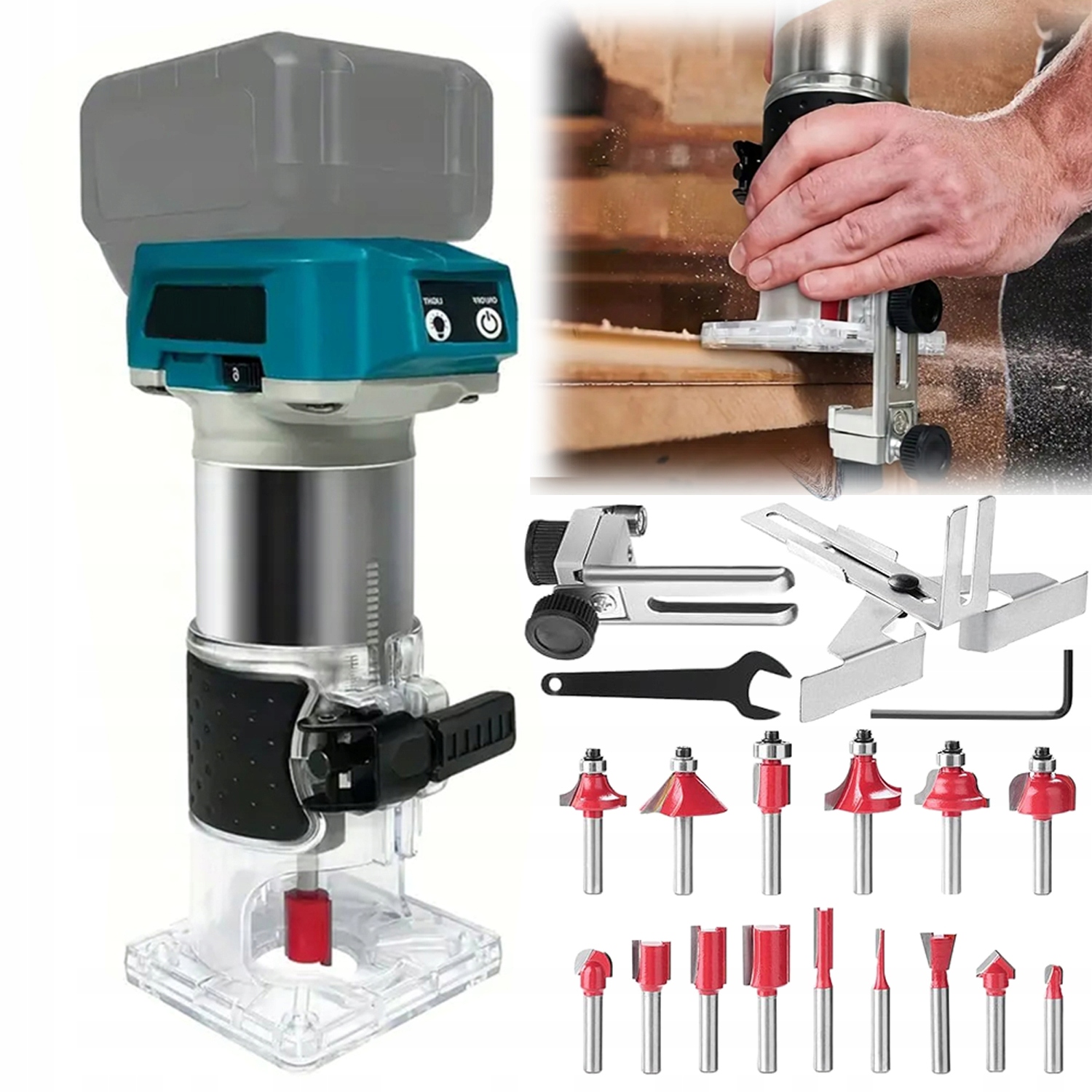 Frézka na dřevo 600 W s regulací osvětlení pro večerní práci